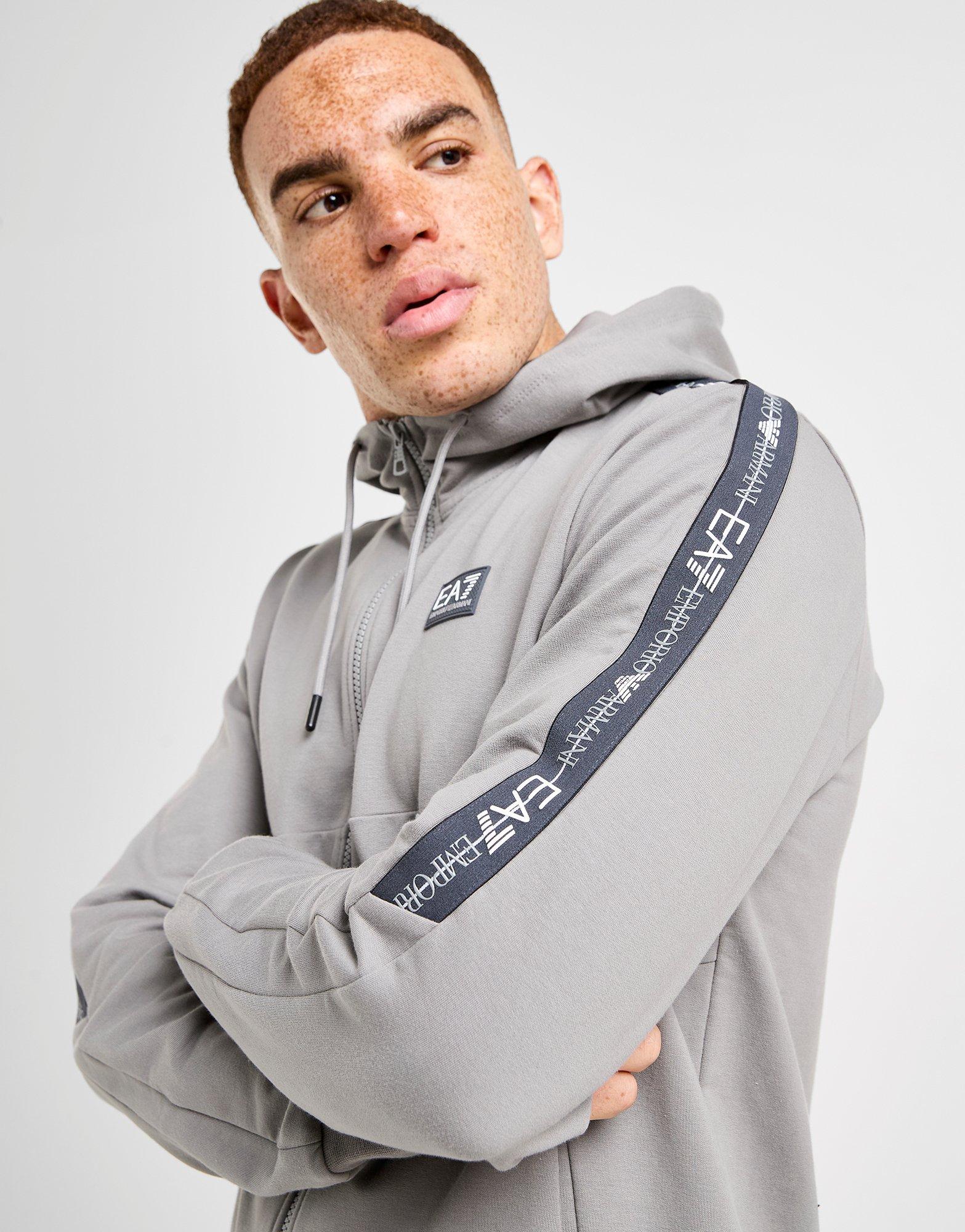 Grey EA7 Emporio Armani Tape Full Zip Hoodie - JD Sports Global