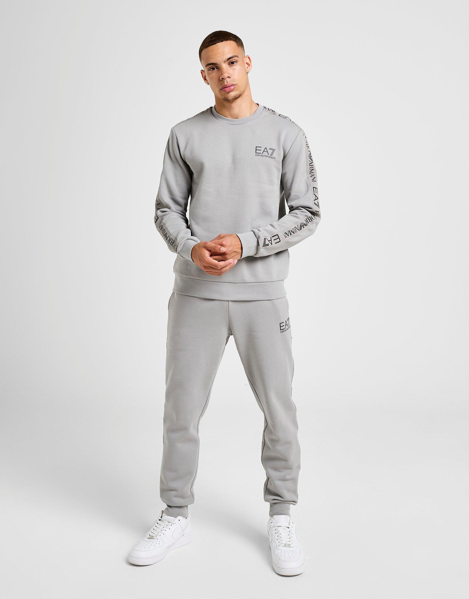 Grey EA7 Emporio Armani Reflective Tape Crew Tracksuit JD Sports