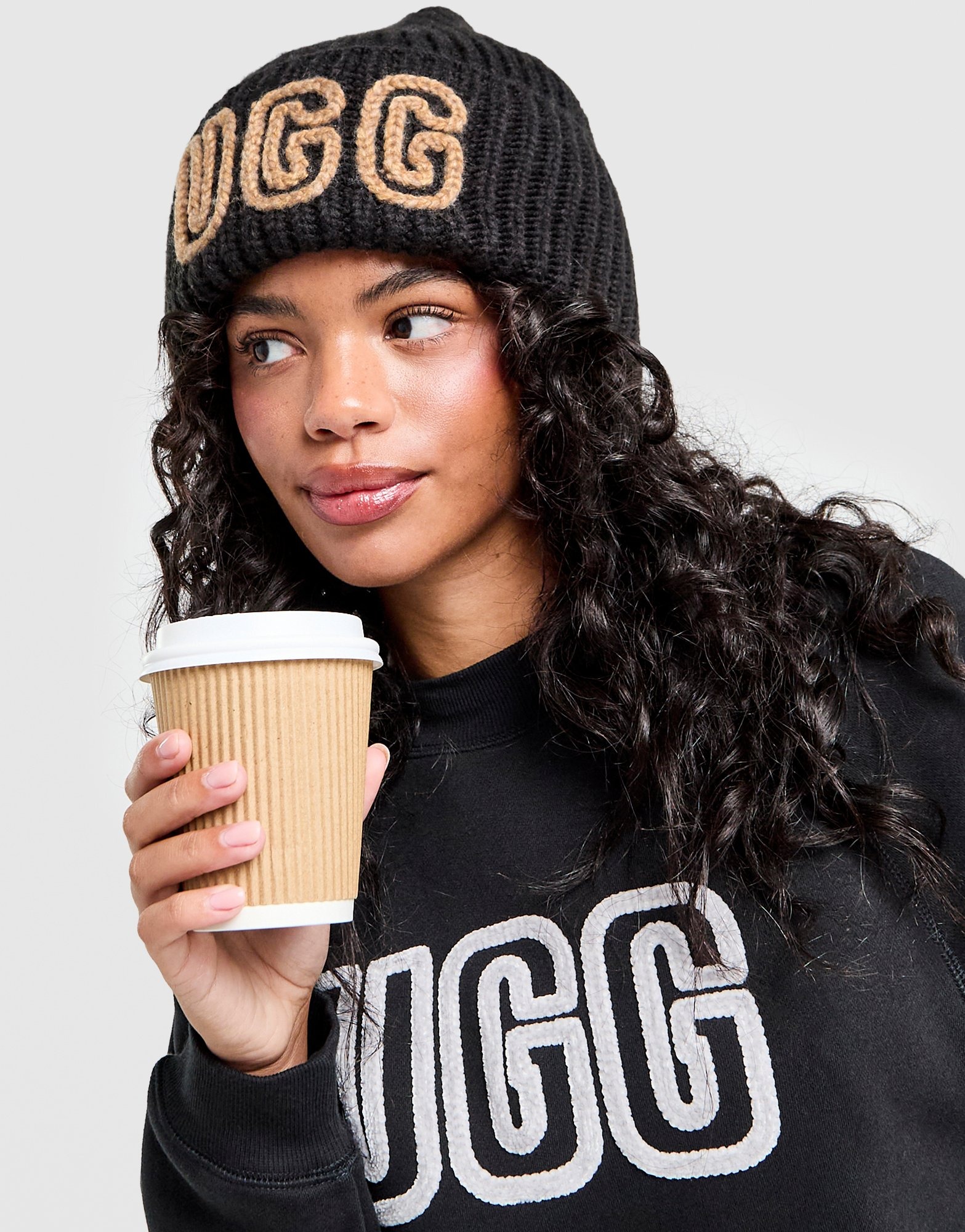 UGG Chunky Rib Beanie ブラック UGG Women's Chunky Rib Knit Warm Winter Beanie Hat, Black, One
