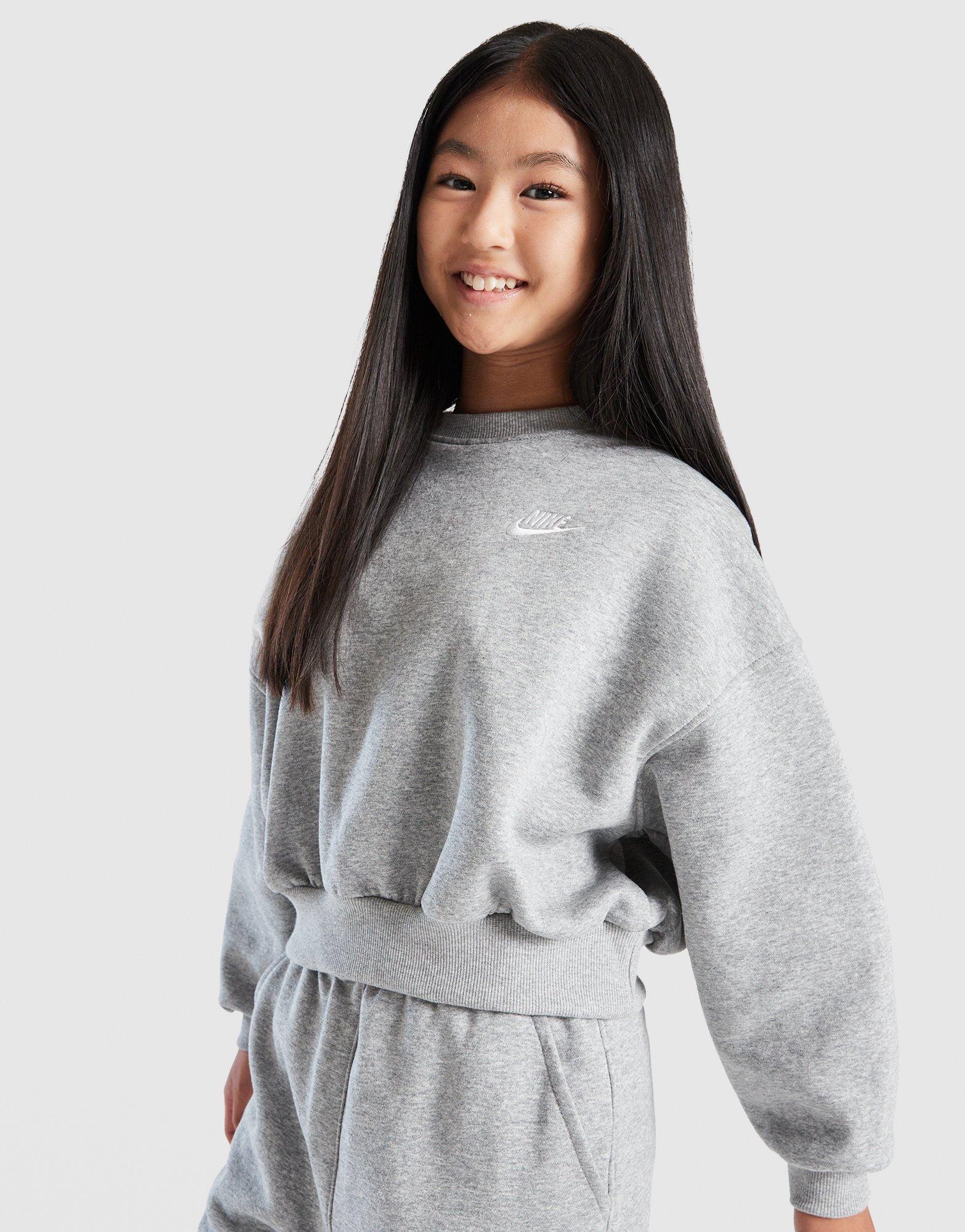 Nike Girls' Club Fleece Crop Crew Sweatshirt Junior
