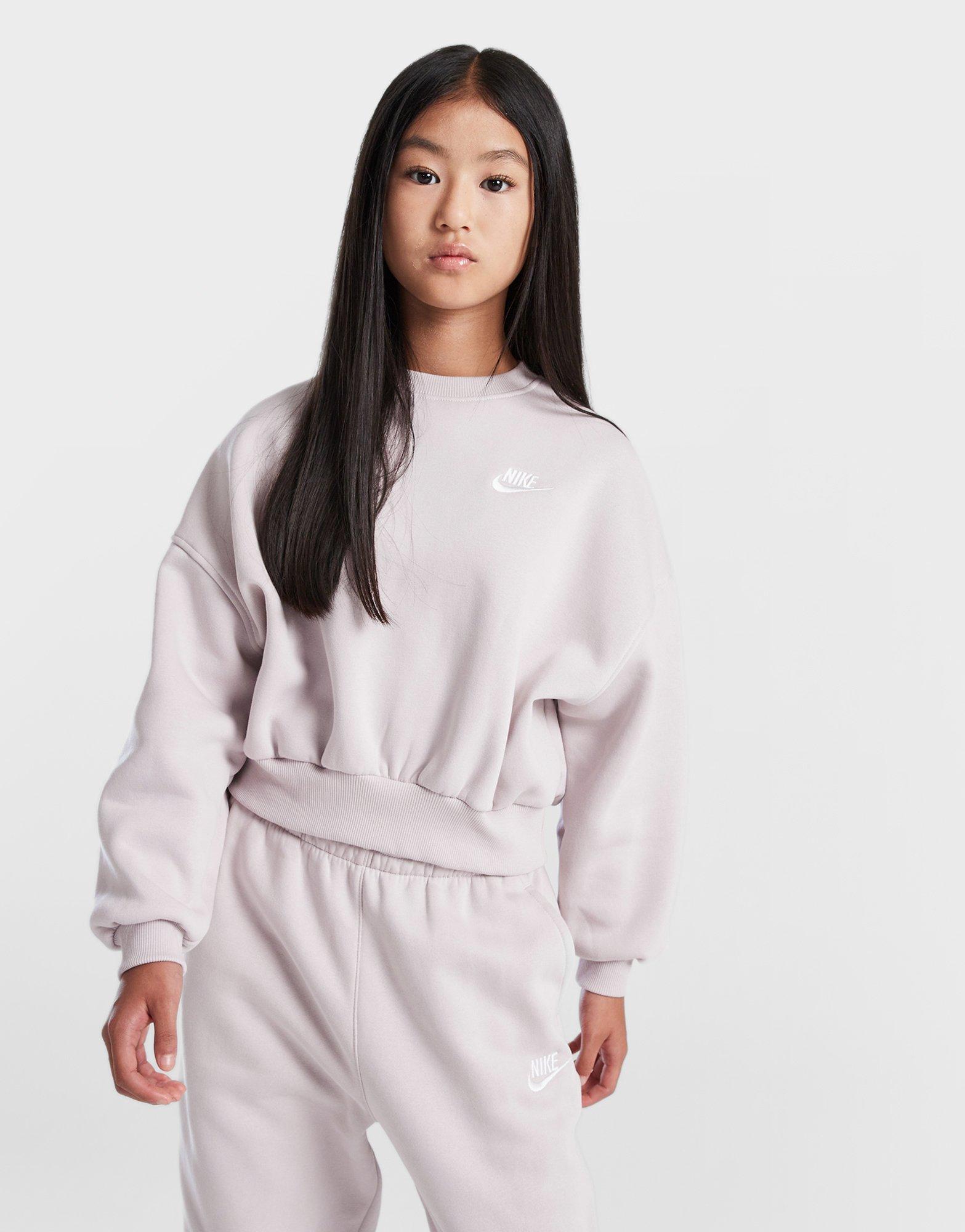 Nike Girls' Club Fleece Crop Crew Sweatshirt Junior