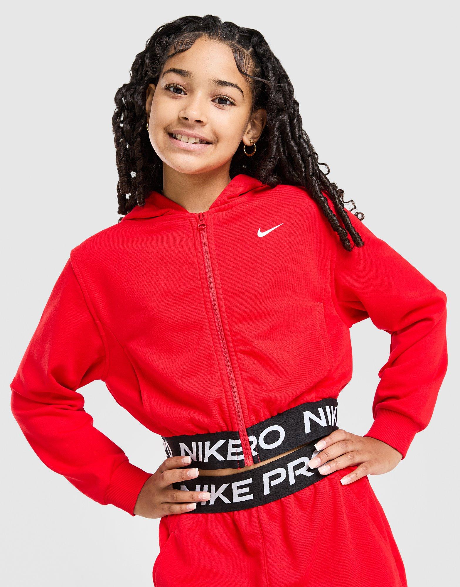 Nike Girls' Pro Crop Full Zip Hoodie Junior