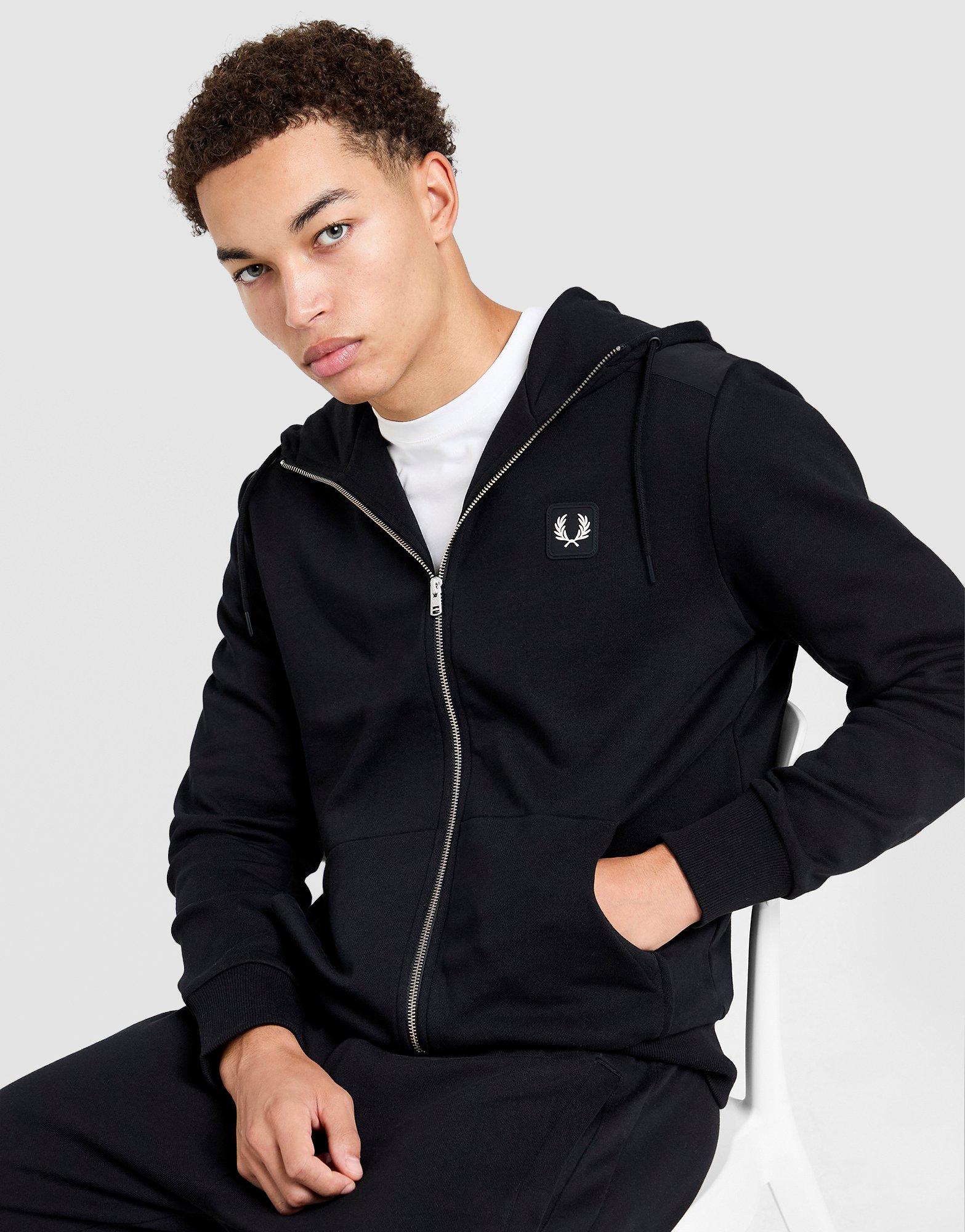 Fred Perry Felpa con Cappuccio Full Zip Badge Panel