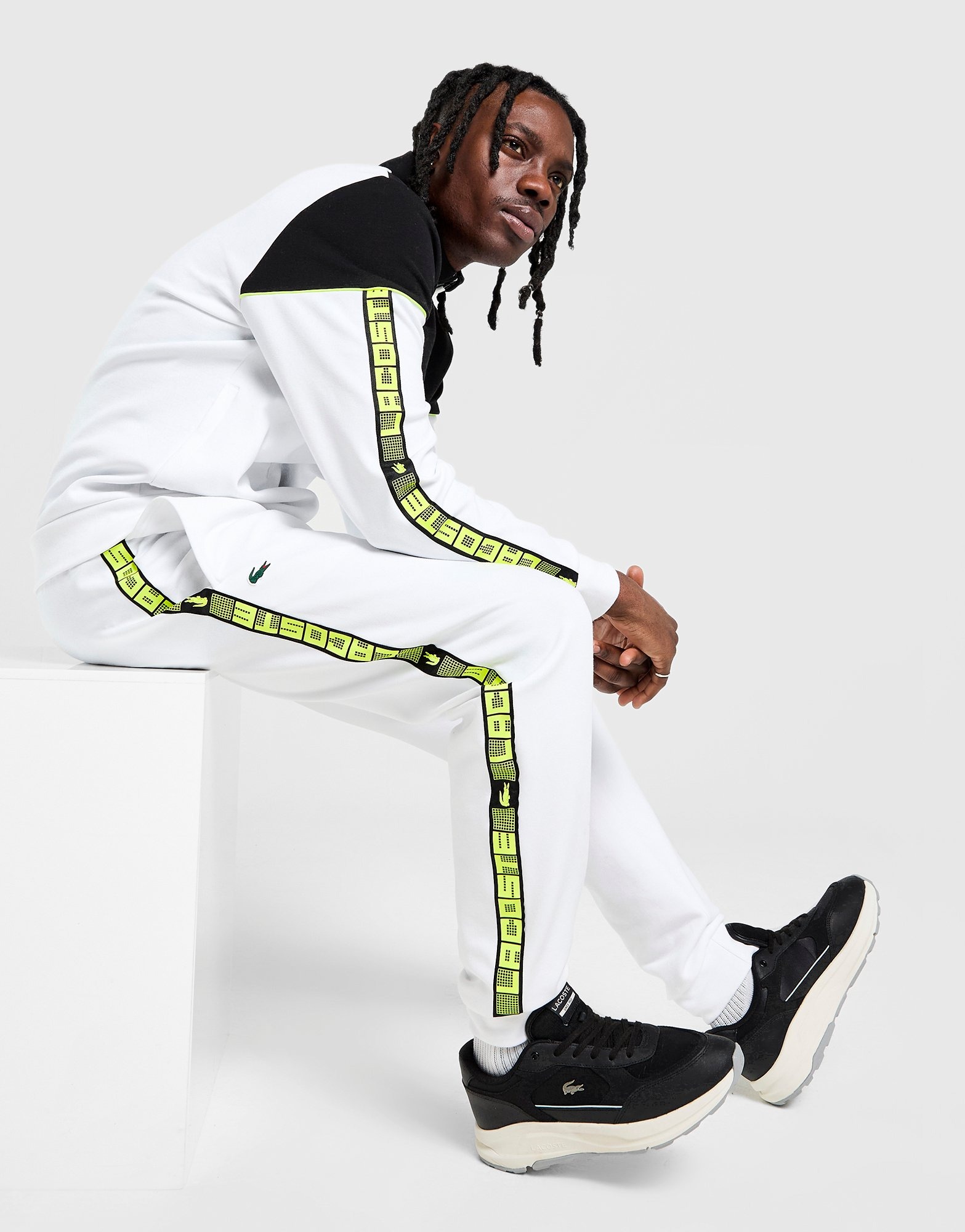 Lacoste Grid Tape Jogginghose Weiss - JD Sports Österreich
