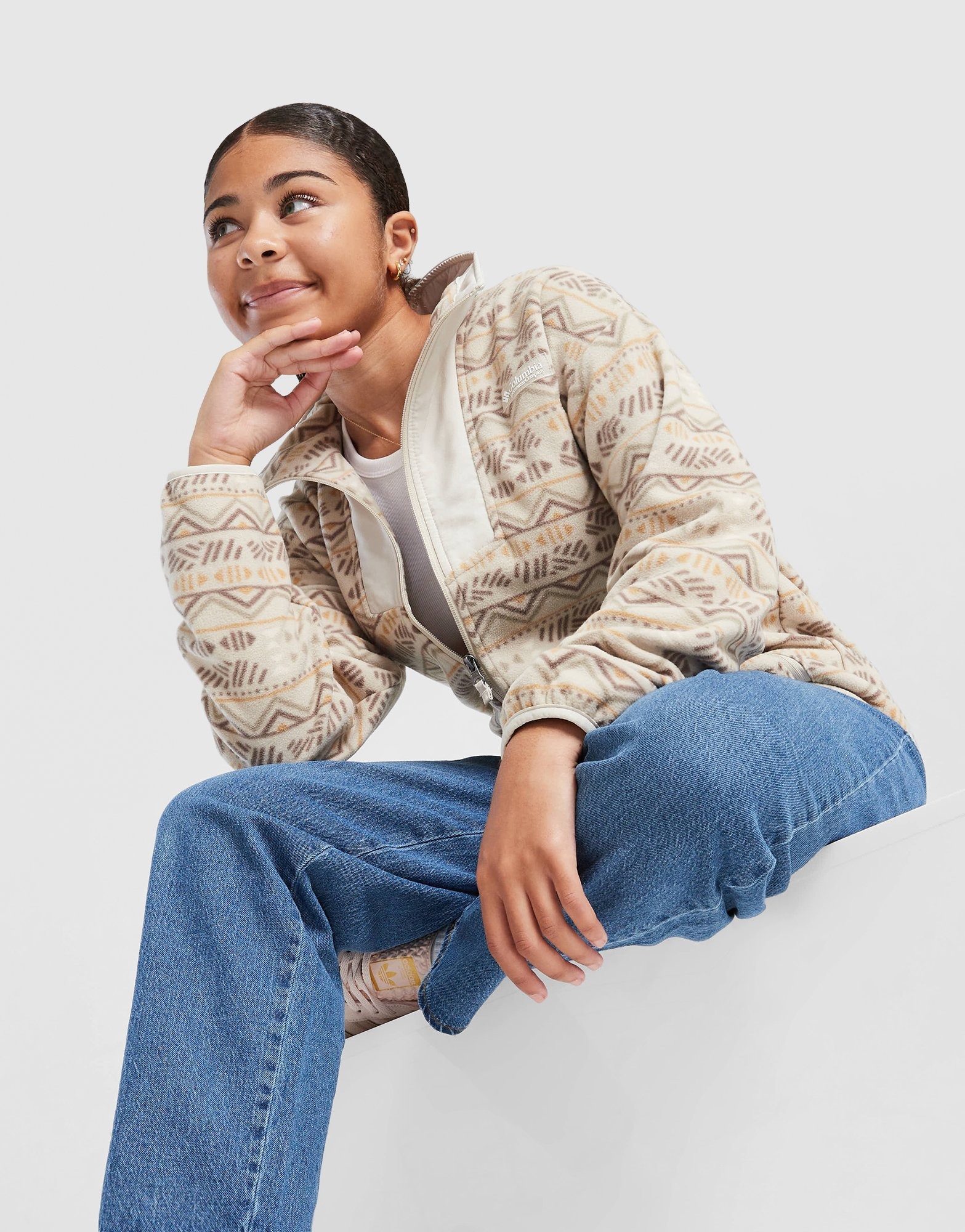 Beige Columbia Girls' Sequoia Aztec Full Zip Fleece Junior - JD