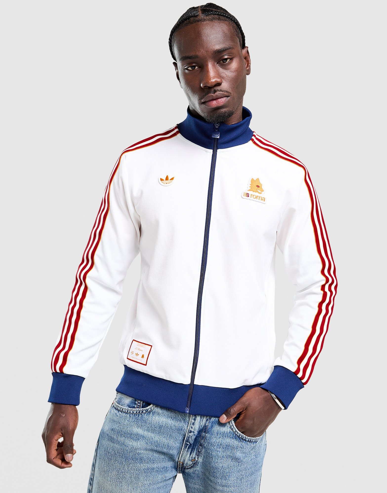 White adidas Originals AS Roma Icons Track Top - JD Sports Global