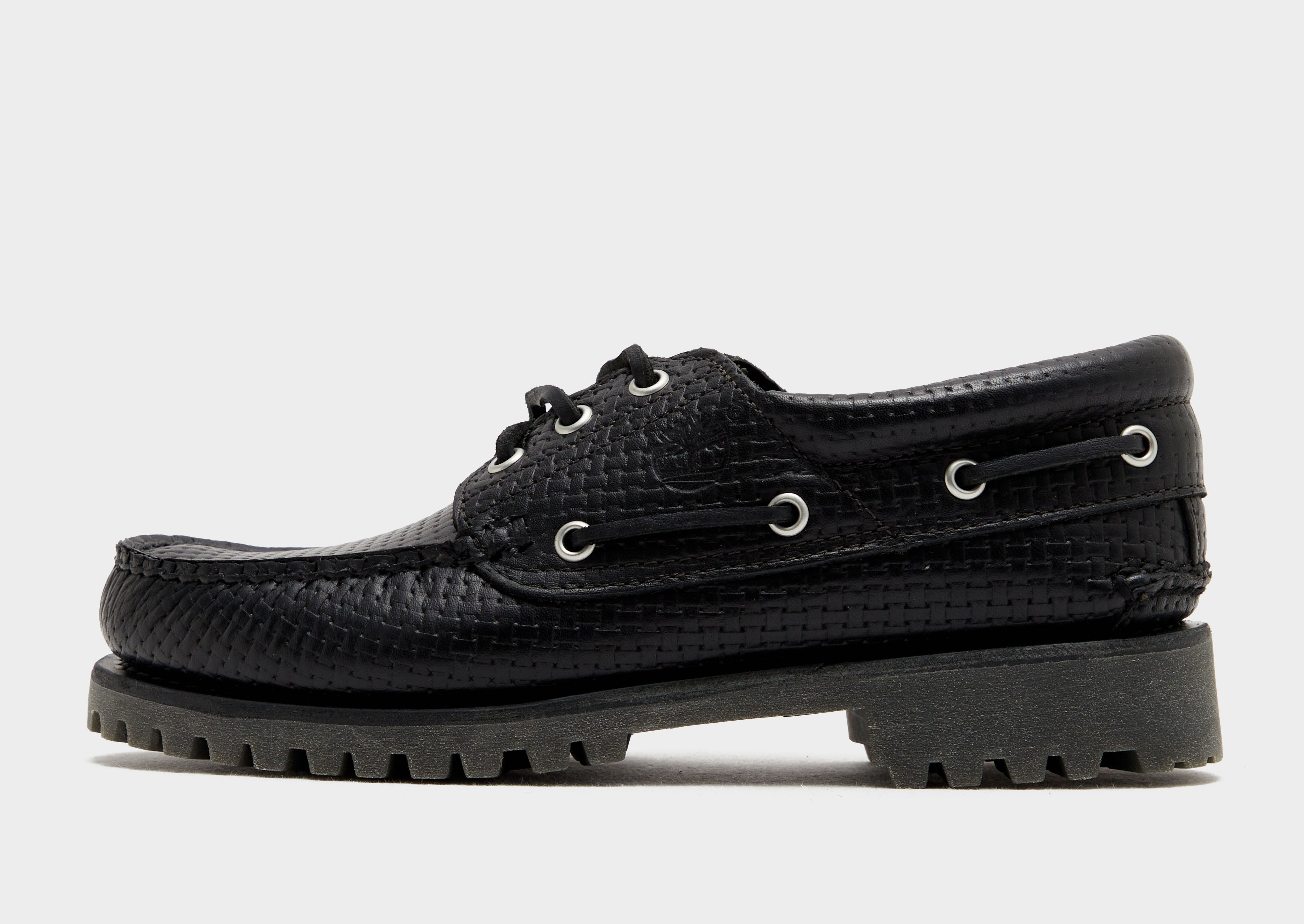 靴 timberland 3 eye Black Timberland Authentic 3-Eye Lug Handsewn Boat Shoe | JD Sports UK