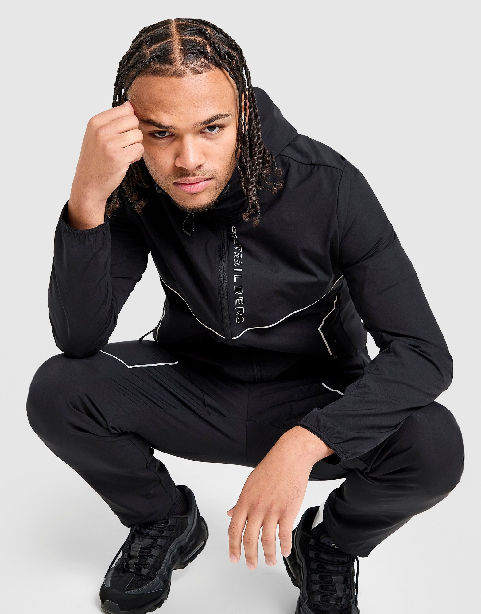 Black Trailberg Zion Woven Full Zip Jacket | JD Sports UK