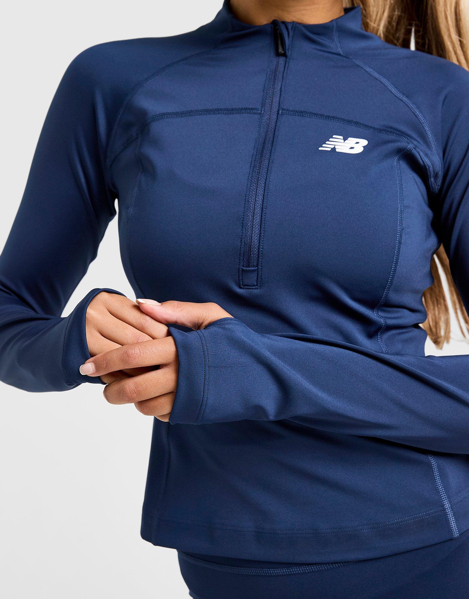 Blue New Balance Logo 1/4 Zip Top | JD Sports UK