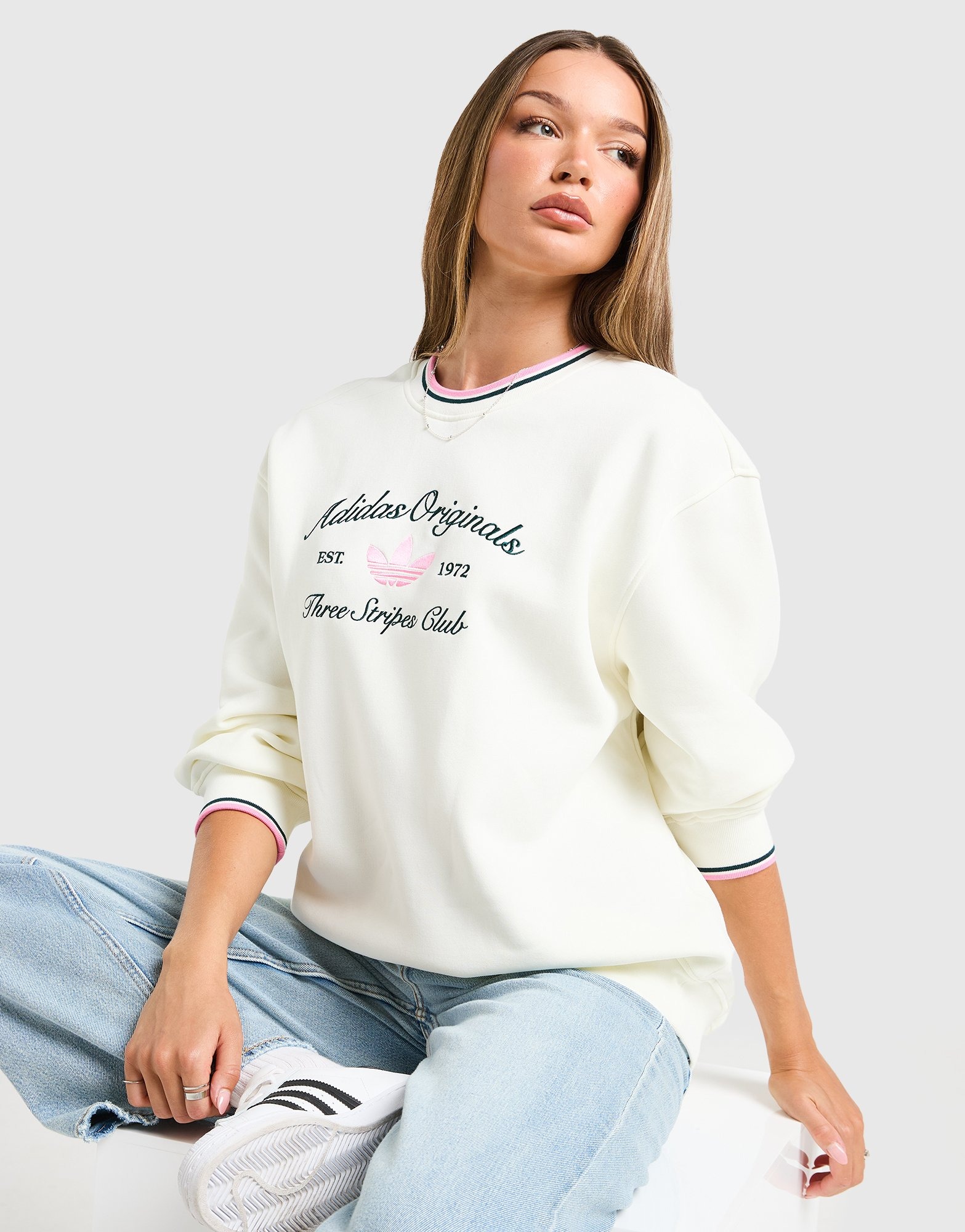 adidas Originals Sweat Crew Leisure Club Crème- JD Sports France 