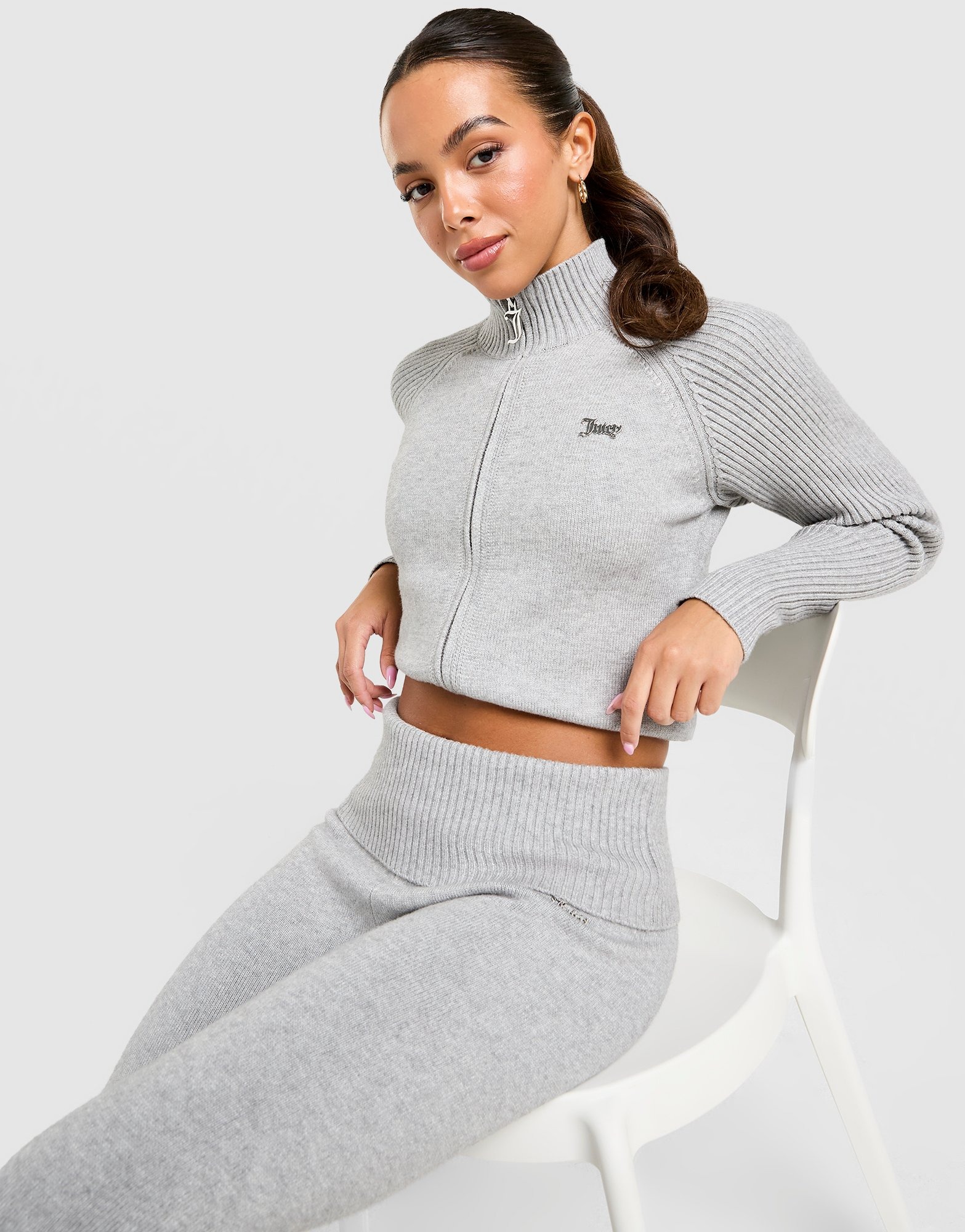 Grey JUICY COUTURE Knit Full Zip Track Top - JD Sports Global