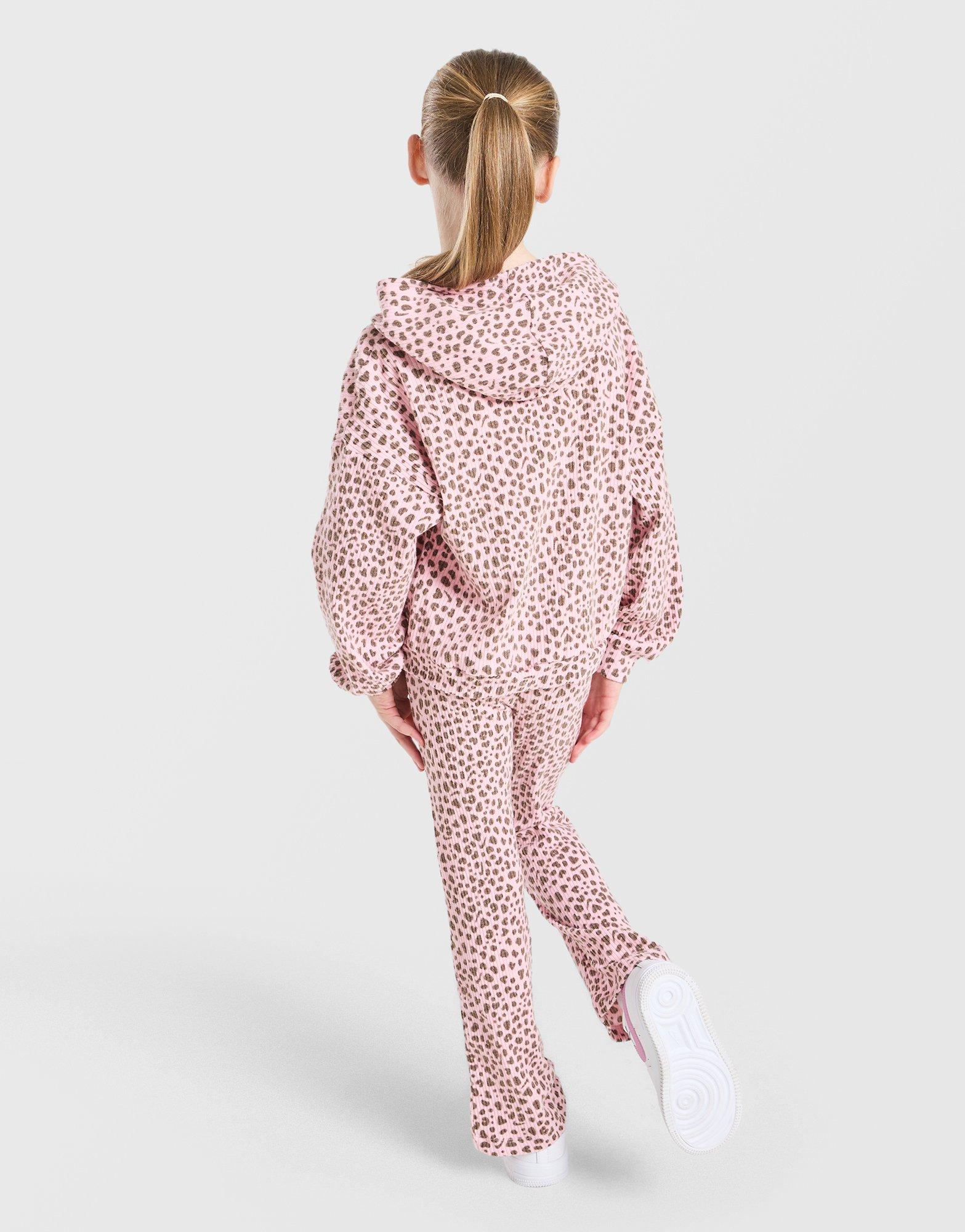 Nike Girls' Ribbed Leopard Print Tracksuit Children