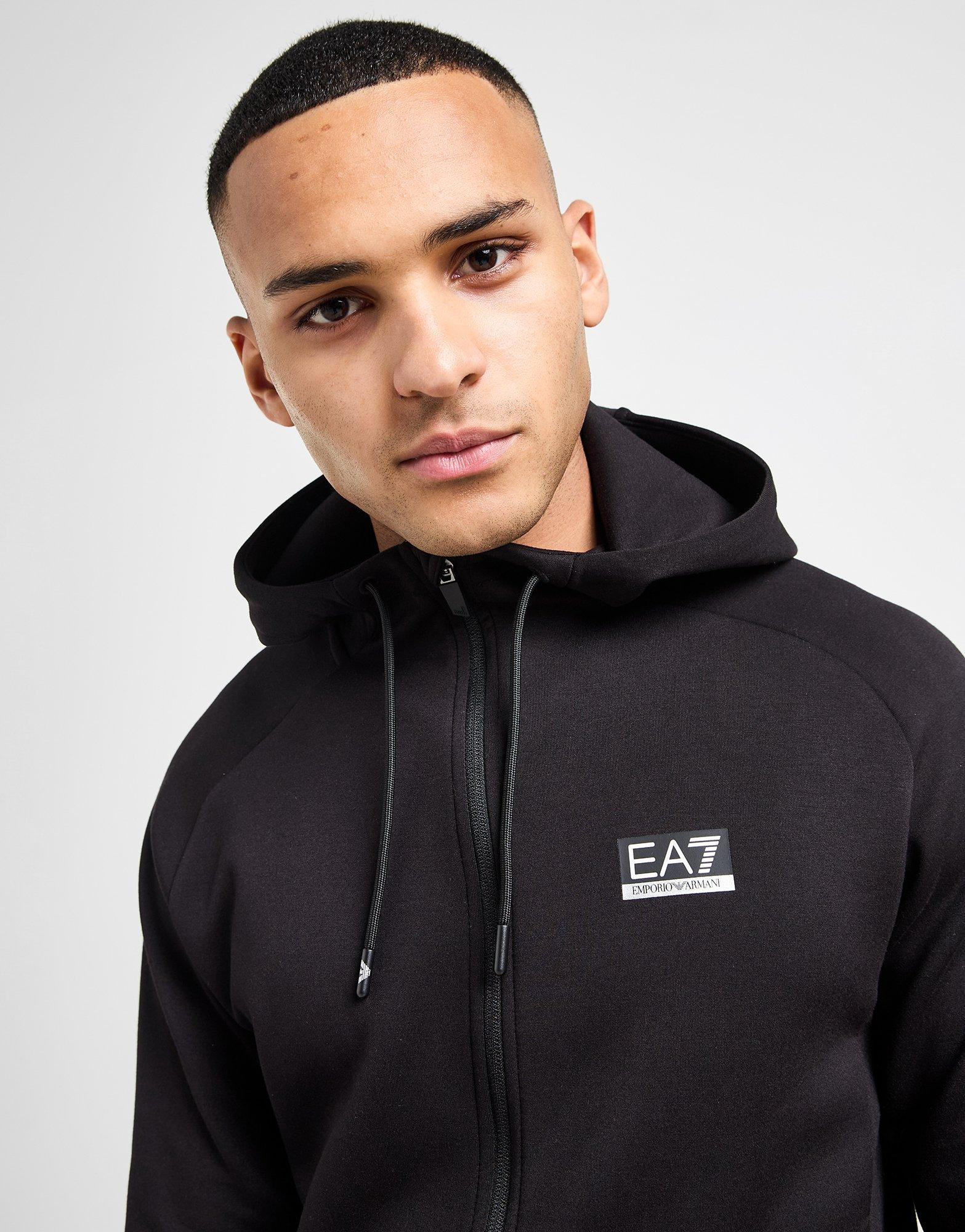 Black EA7 Emporio Armani Ventus Tech Full Zip Hoodie - JD Sports