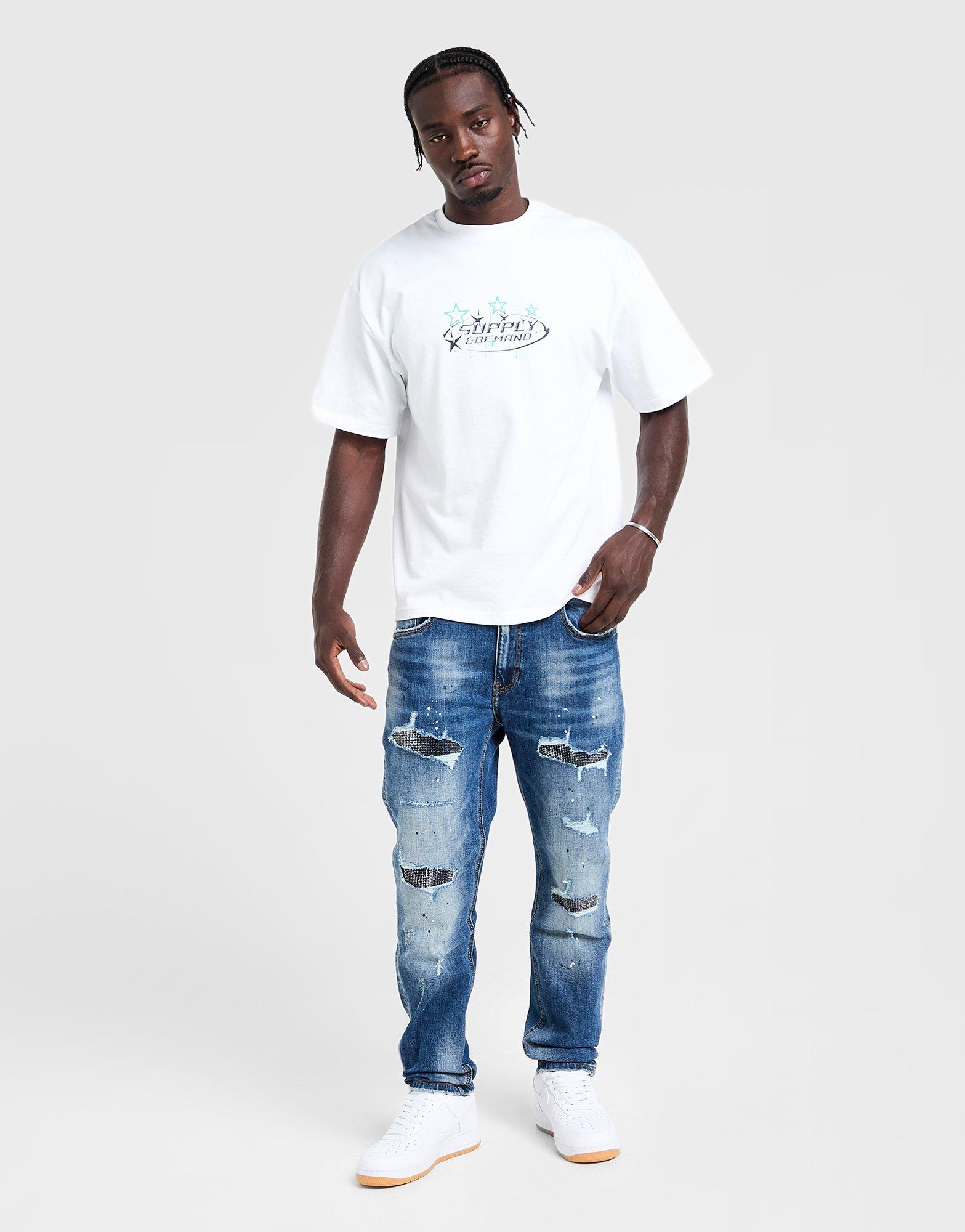 Supply & Demand Rhinestone Slim Ripped Jeans