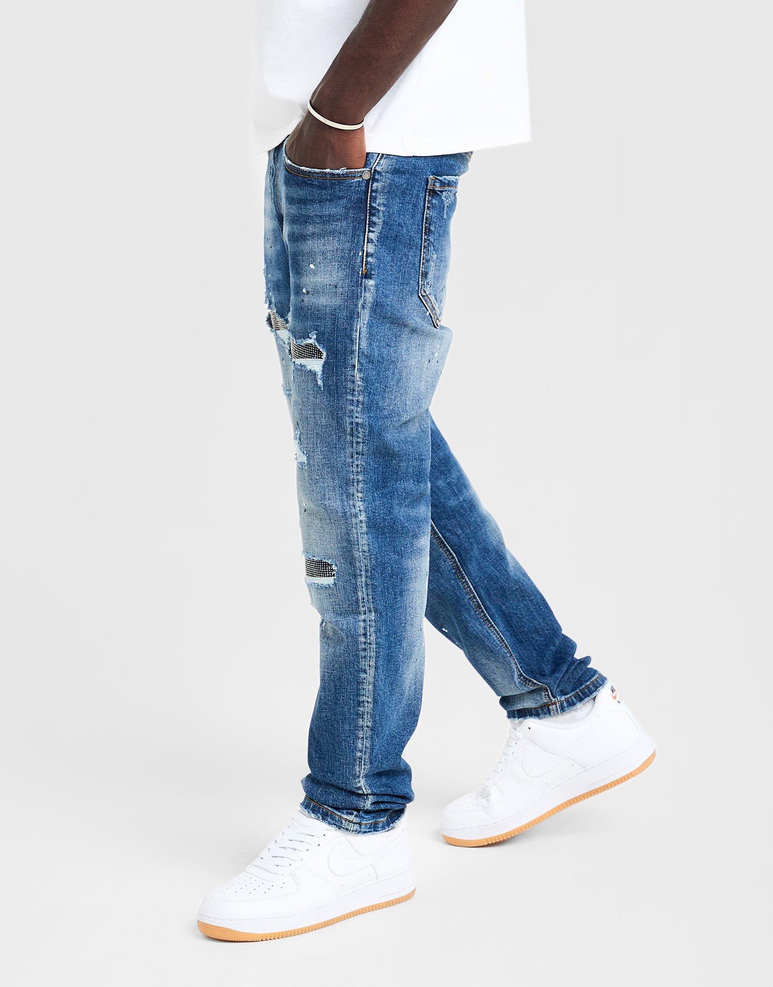 Supply & Demand Rhinestone Slim Ripped Jeans