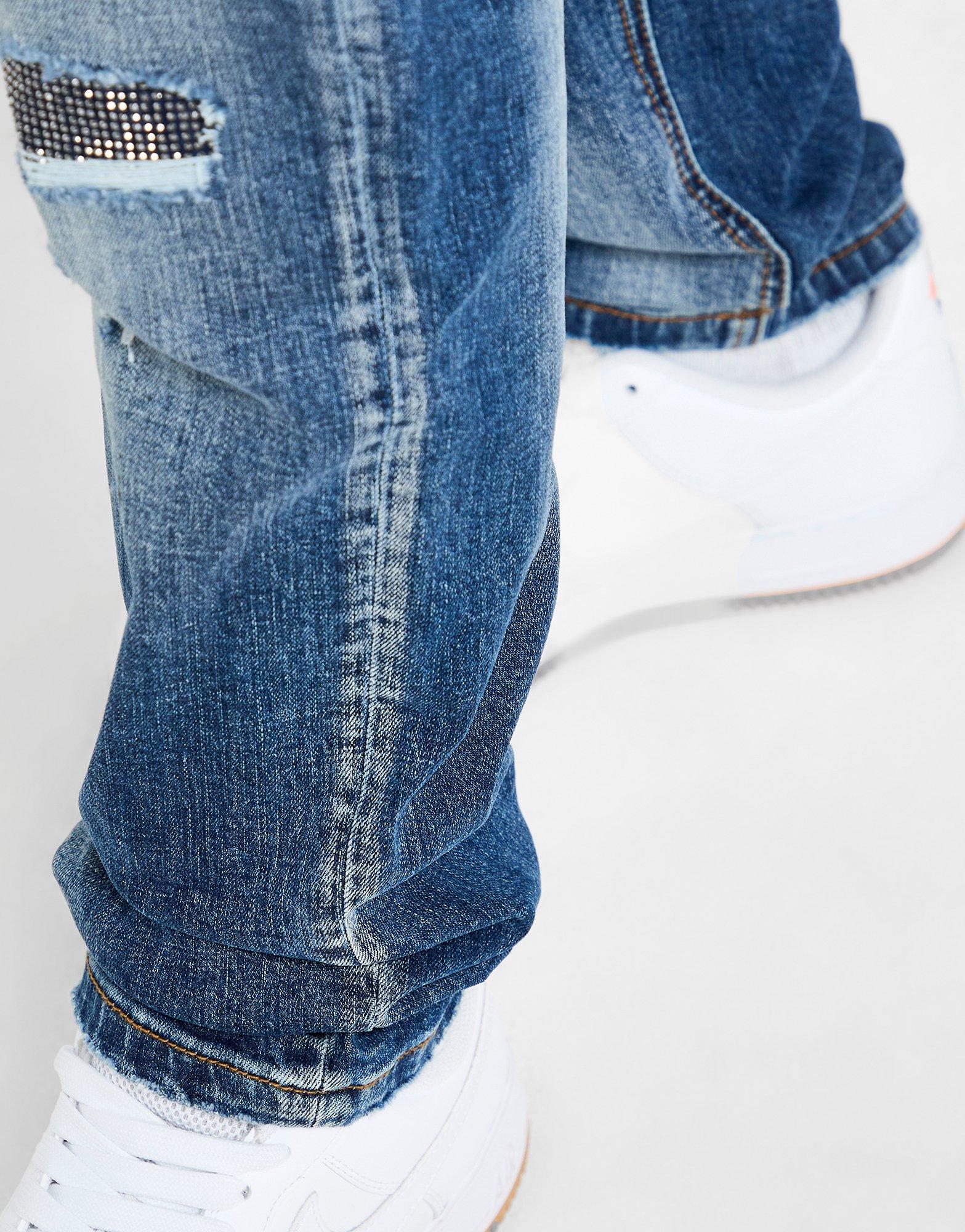 Supply & Demand Rhinestone Slim Ripped Jeans