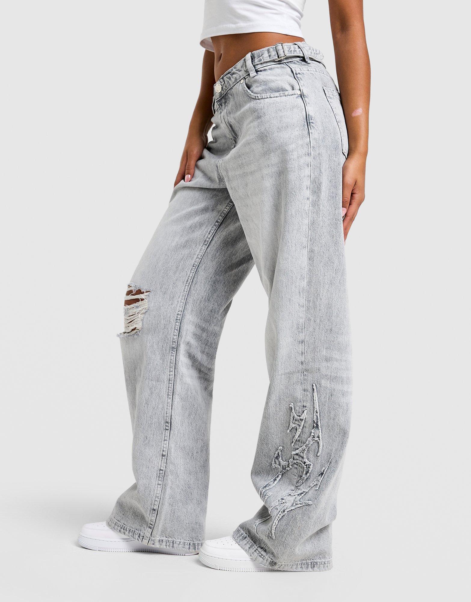 Hoodrich Jeans Amaţ Ŵide Leg Spark Appliqué