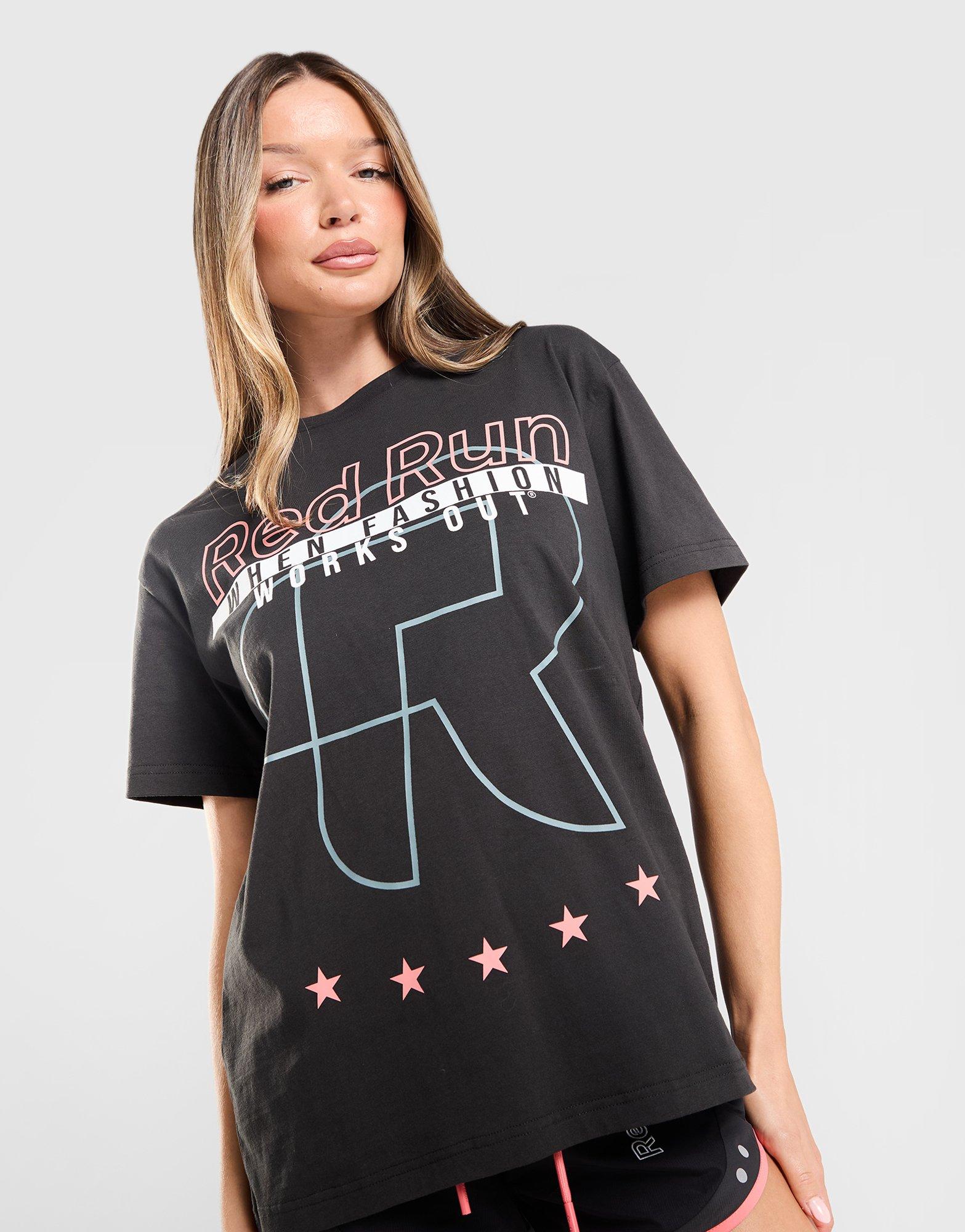 Red Run Activewear Outer Space Oversized Graphic T-Shirt
