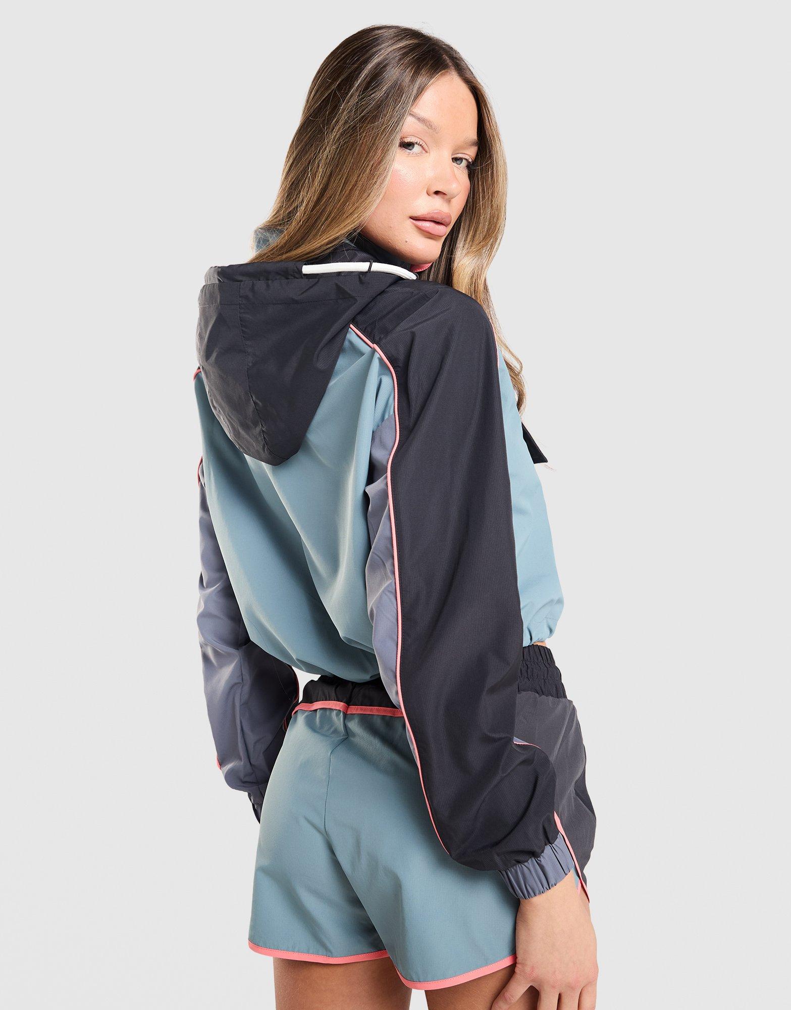 Red Run Activewear Outer Space Colour Block Crop Windbreaker