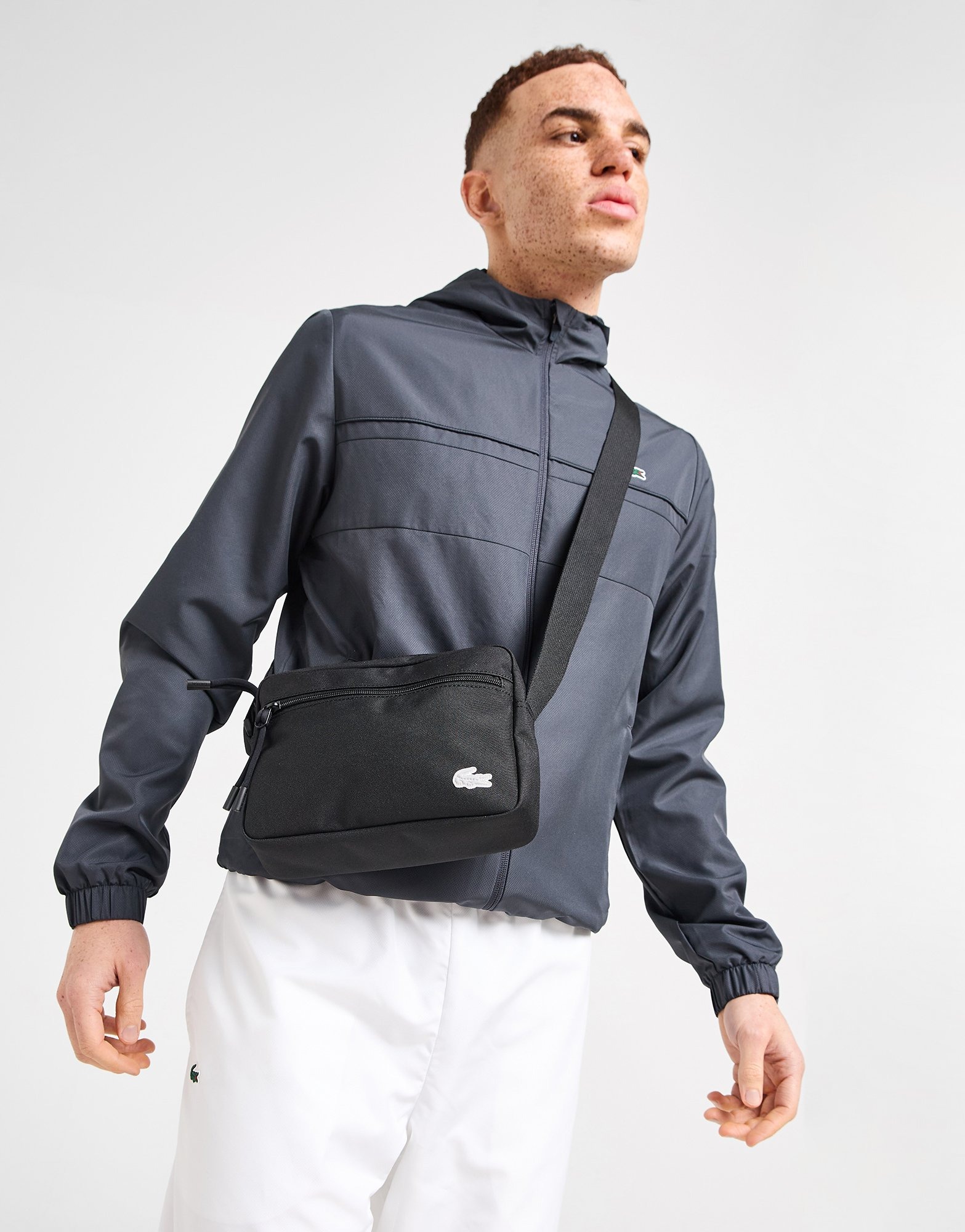 Black Lacoste Croc Logo Messenger Bag | JD Sports UK