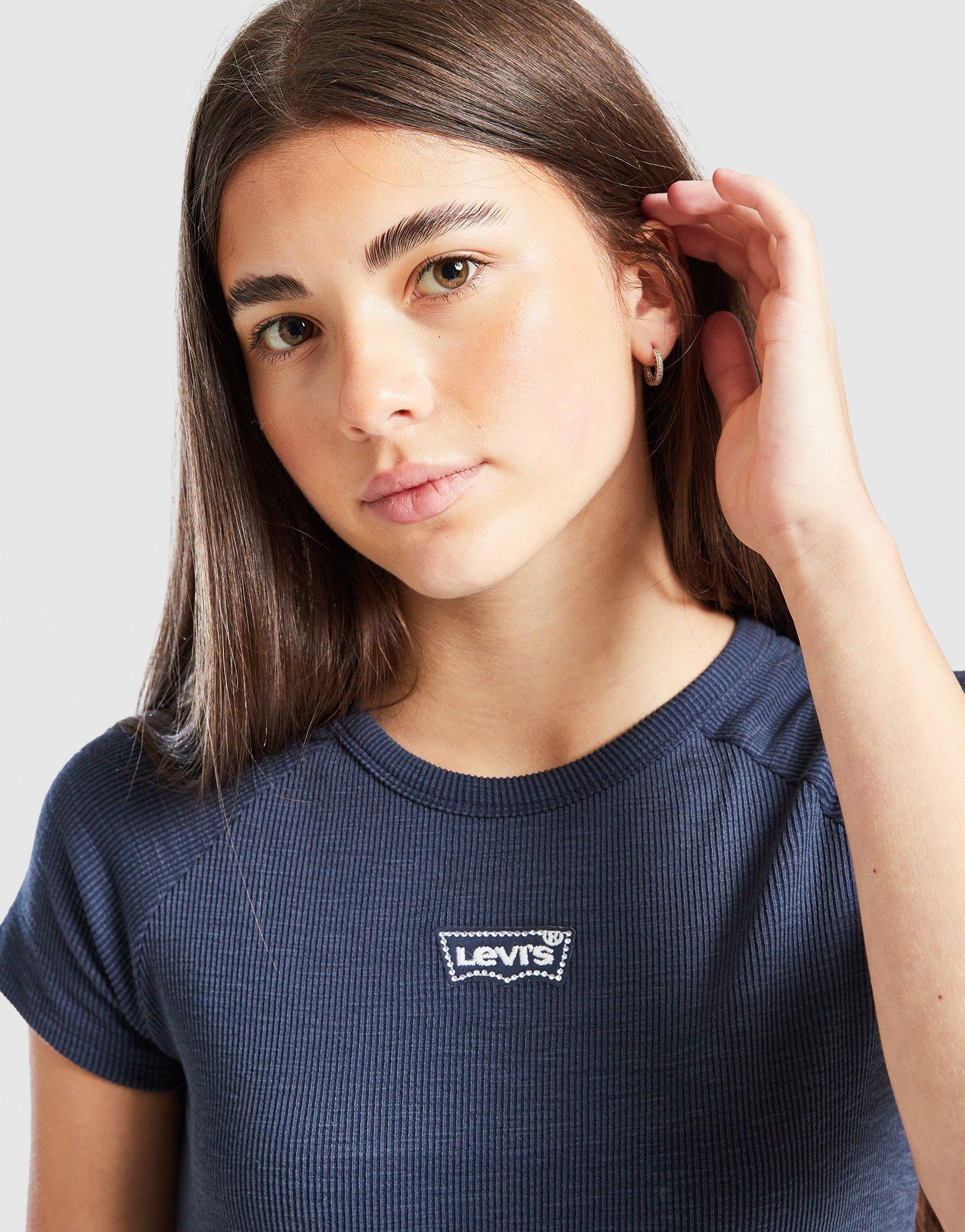 LEVI'S Girls' Ribbed Small Logo T-Shirt Junior