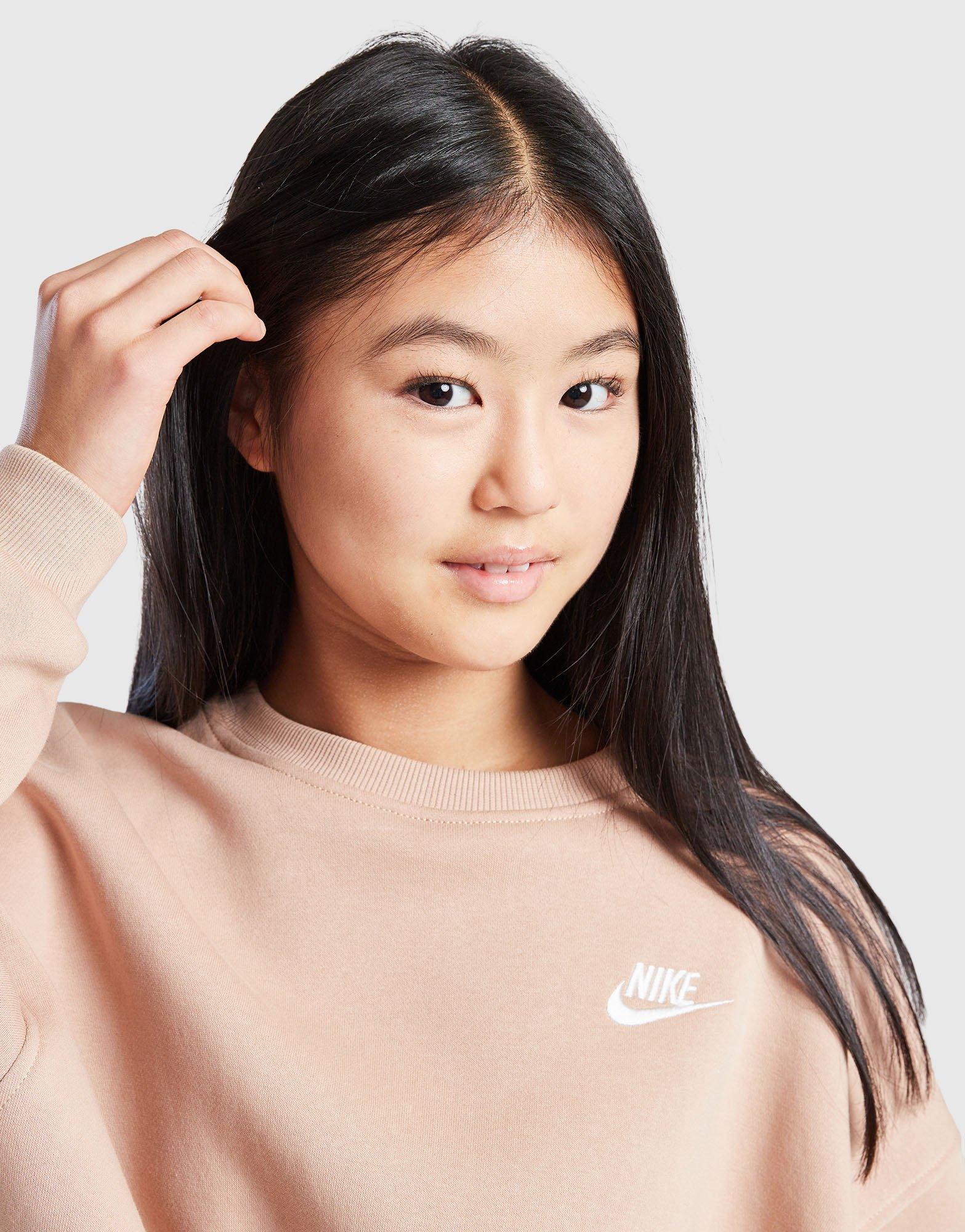 Nike Girls' Club Fleece Crop Crew Sweatshirt Junior