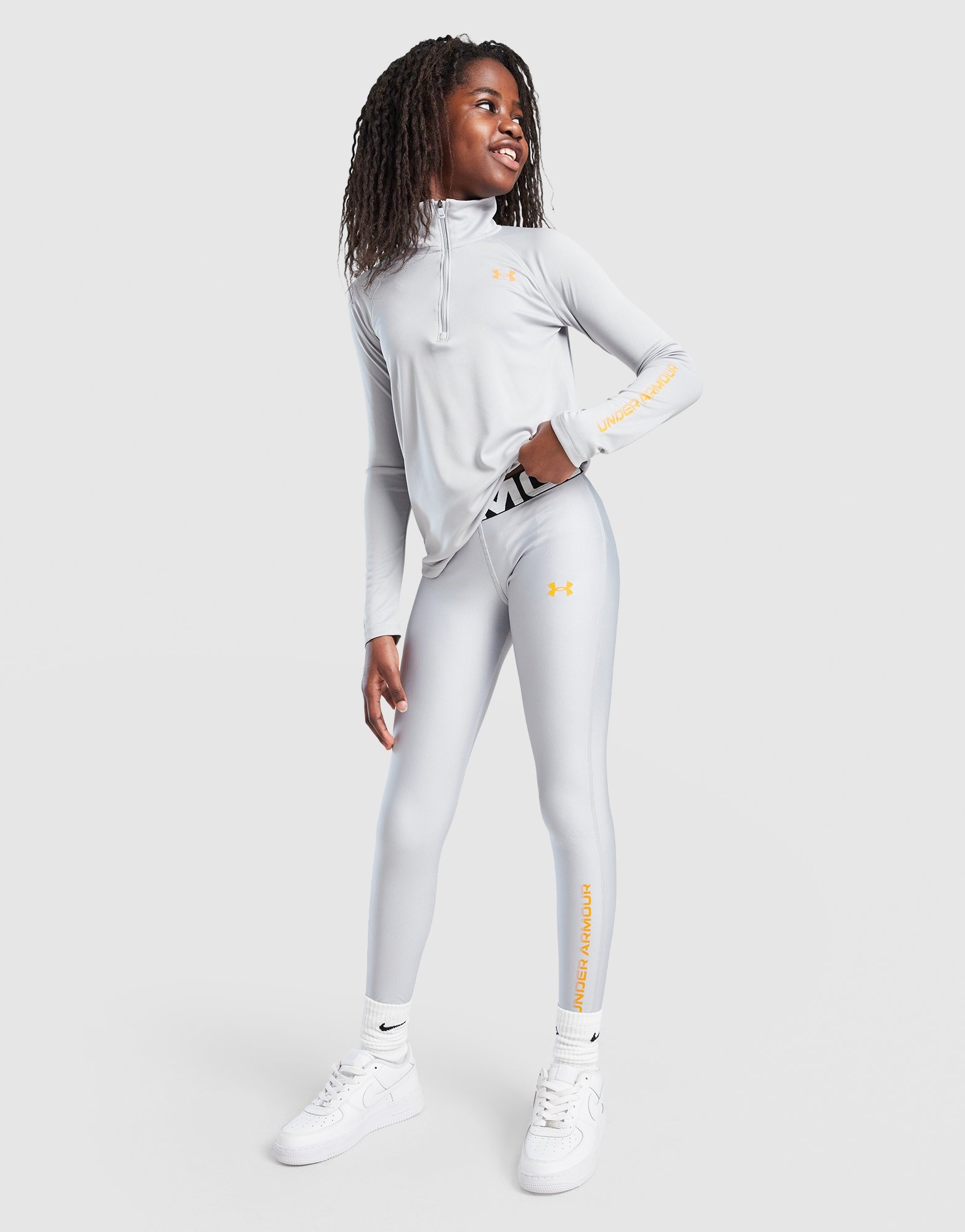 Grey Under Armour Girls' HeatGear Wordmark Leggings Junior - JD