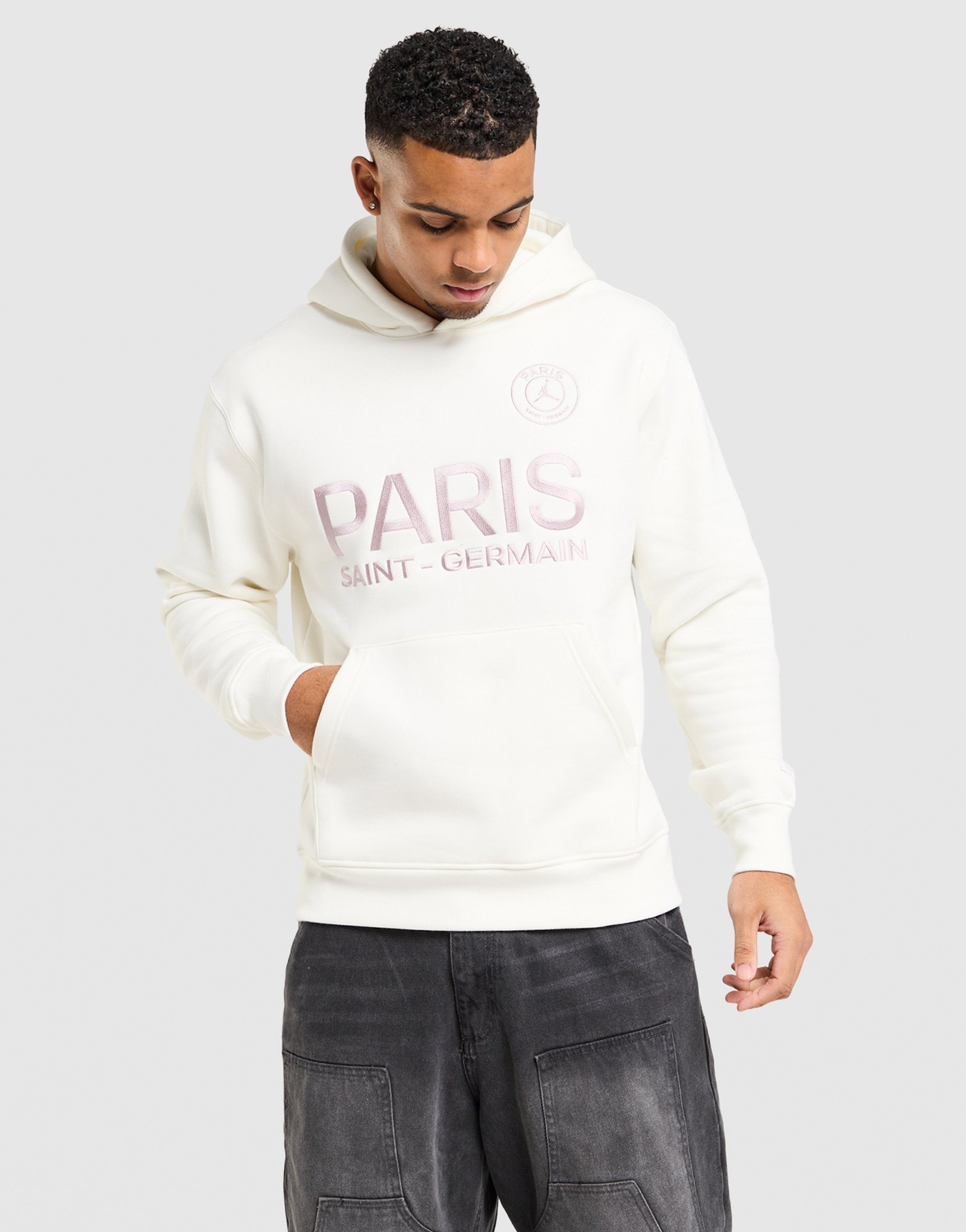 White Jordan Paris Saint Germain Black Cat Fleece Hoodie - JD