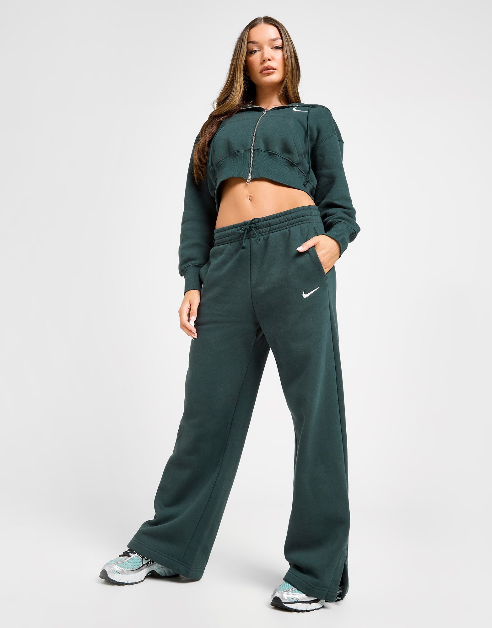 Green Nike Phoenix Fleece Wide Leg Joggers - JD Sports Global