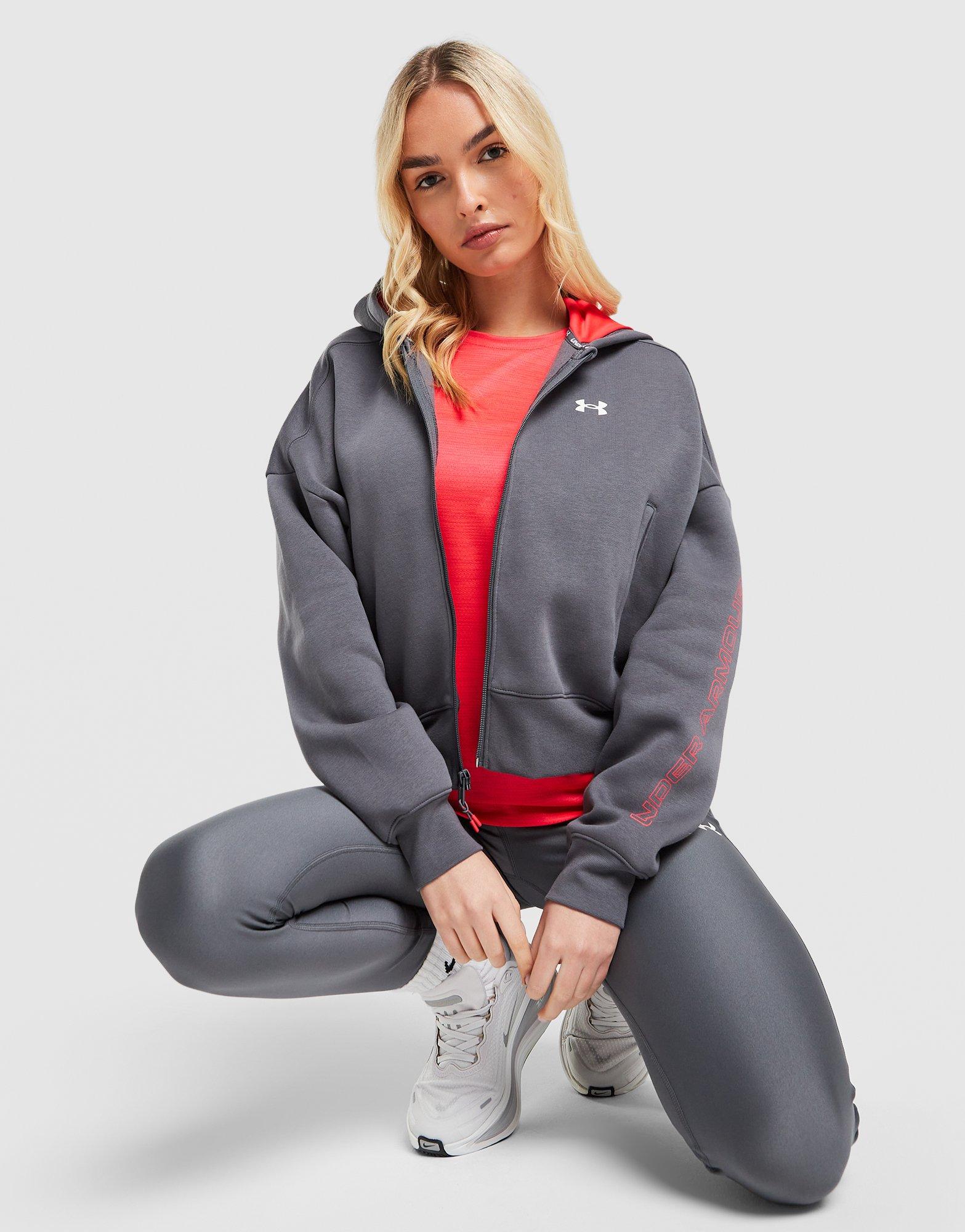 Under Armour Felpa con Cappuccio Cropped Double Wordmark