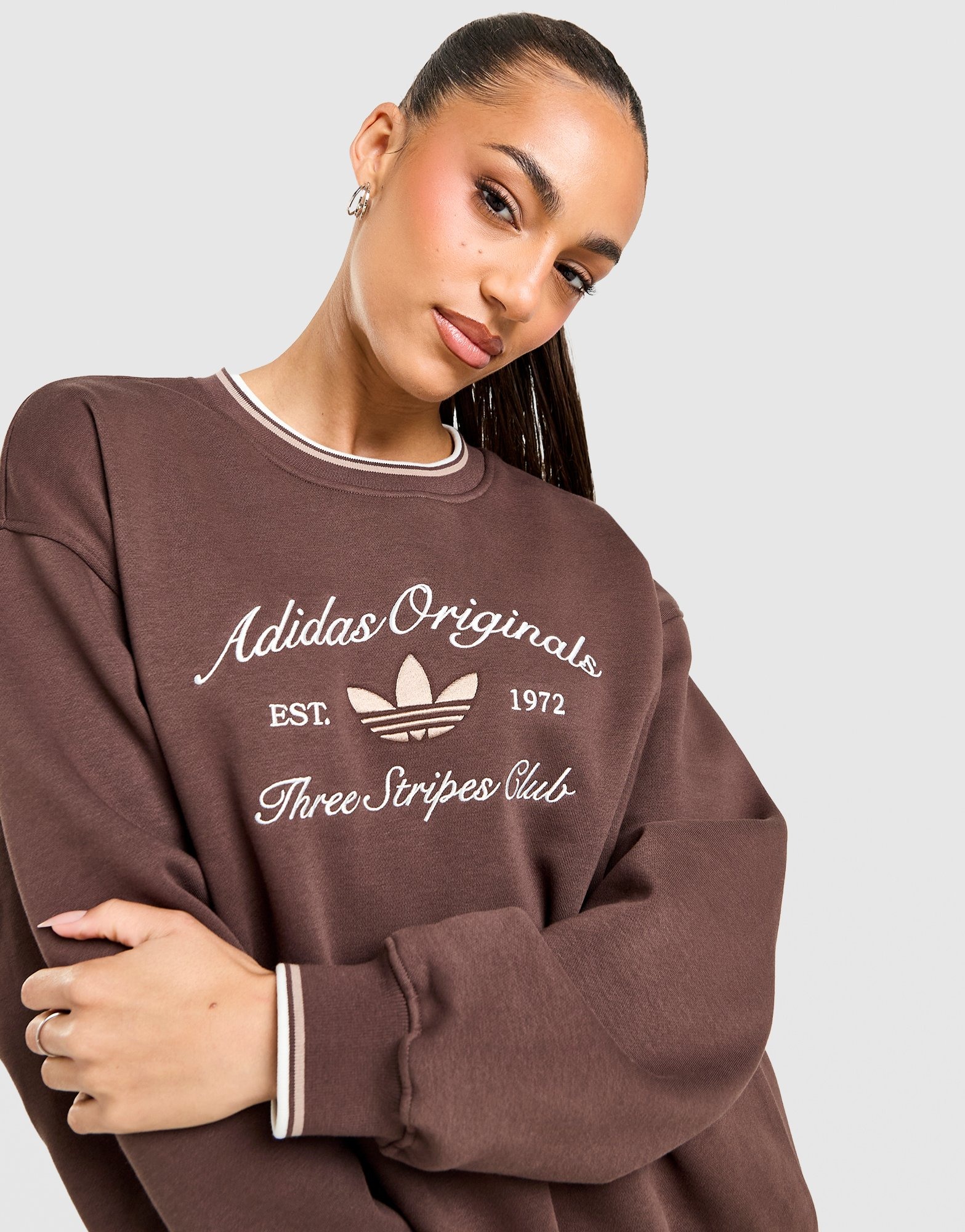 adidas Originals Sweat Crew Leisure Club Marron- JD Sports France 