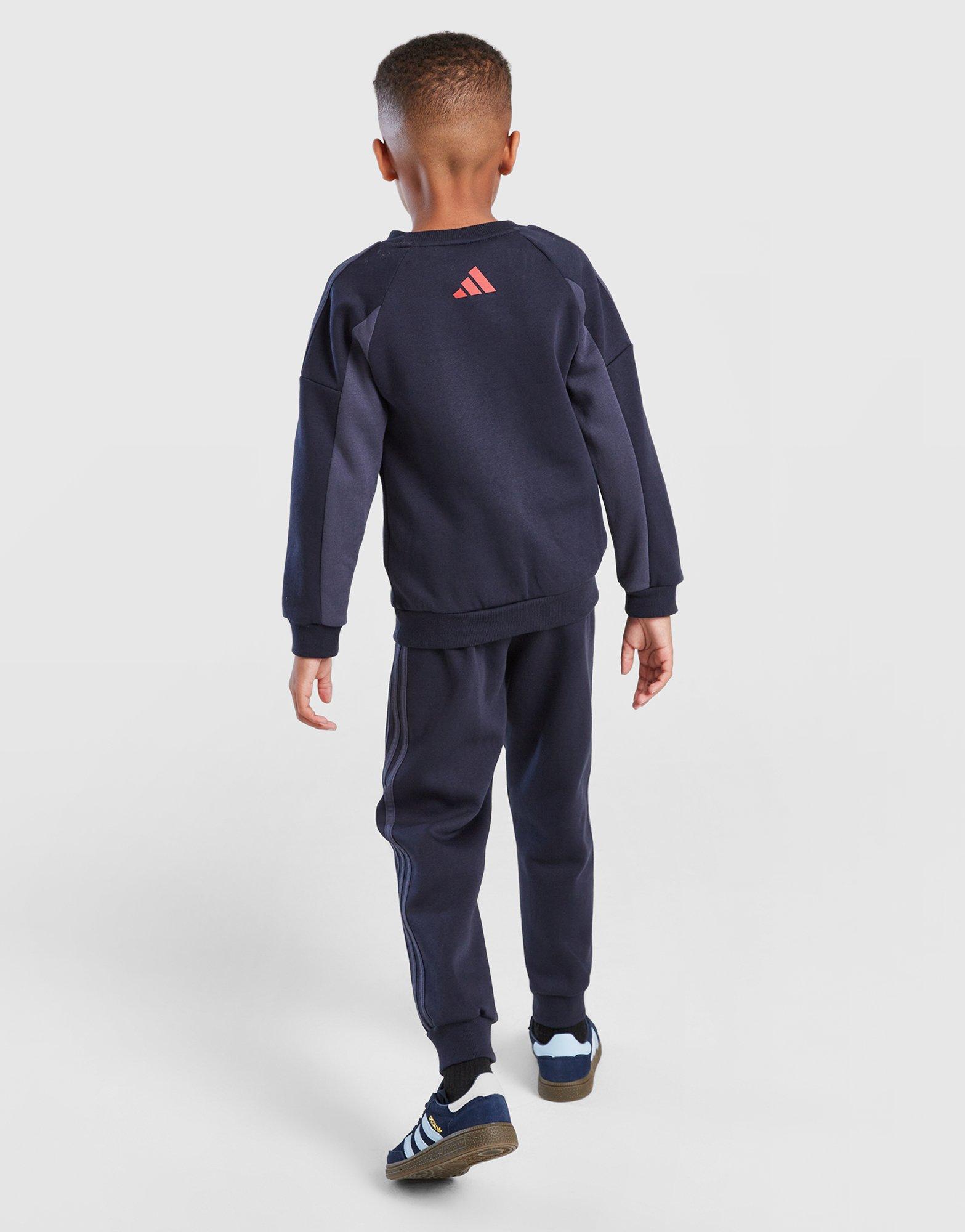 adidas Colour Block Linear Crew Tracksuit Children
