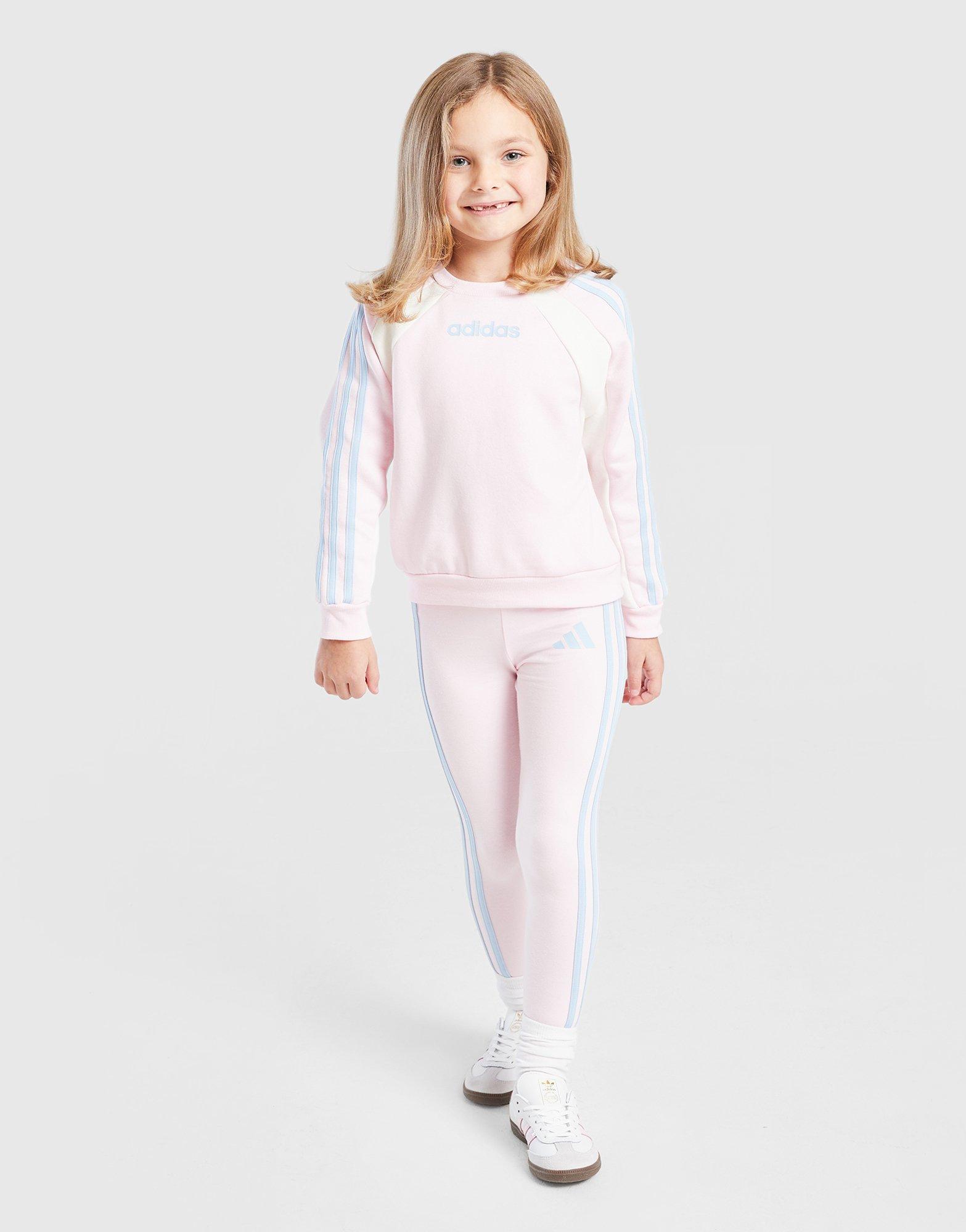 adidas Girls' Colour Block Linear Crew Tracksuit Children