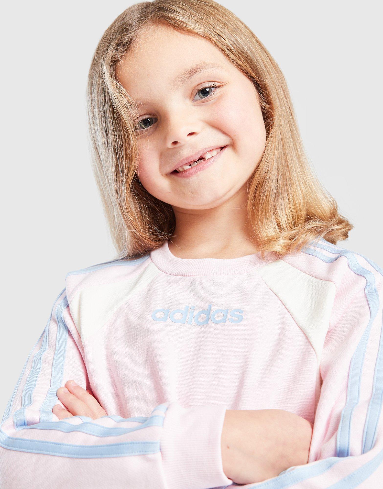 adidas Girls' Colour Block Linear Crew Tracksuit Children