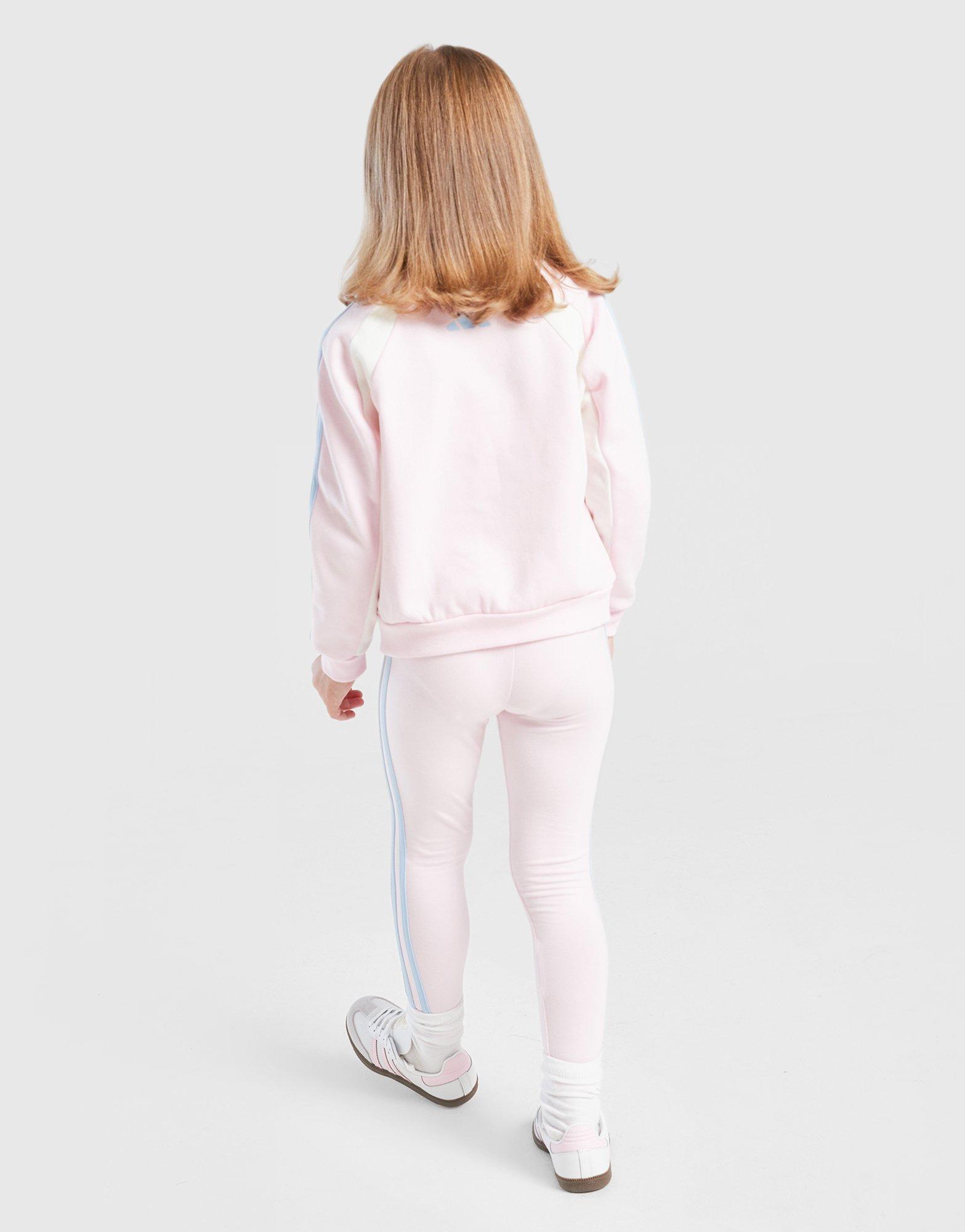adidas Girls' Colour Block Linear Crew Tracksuit Children