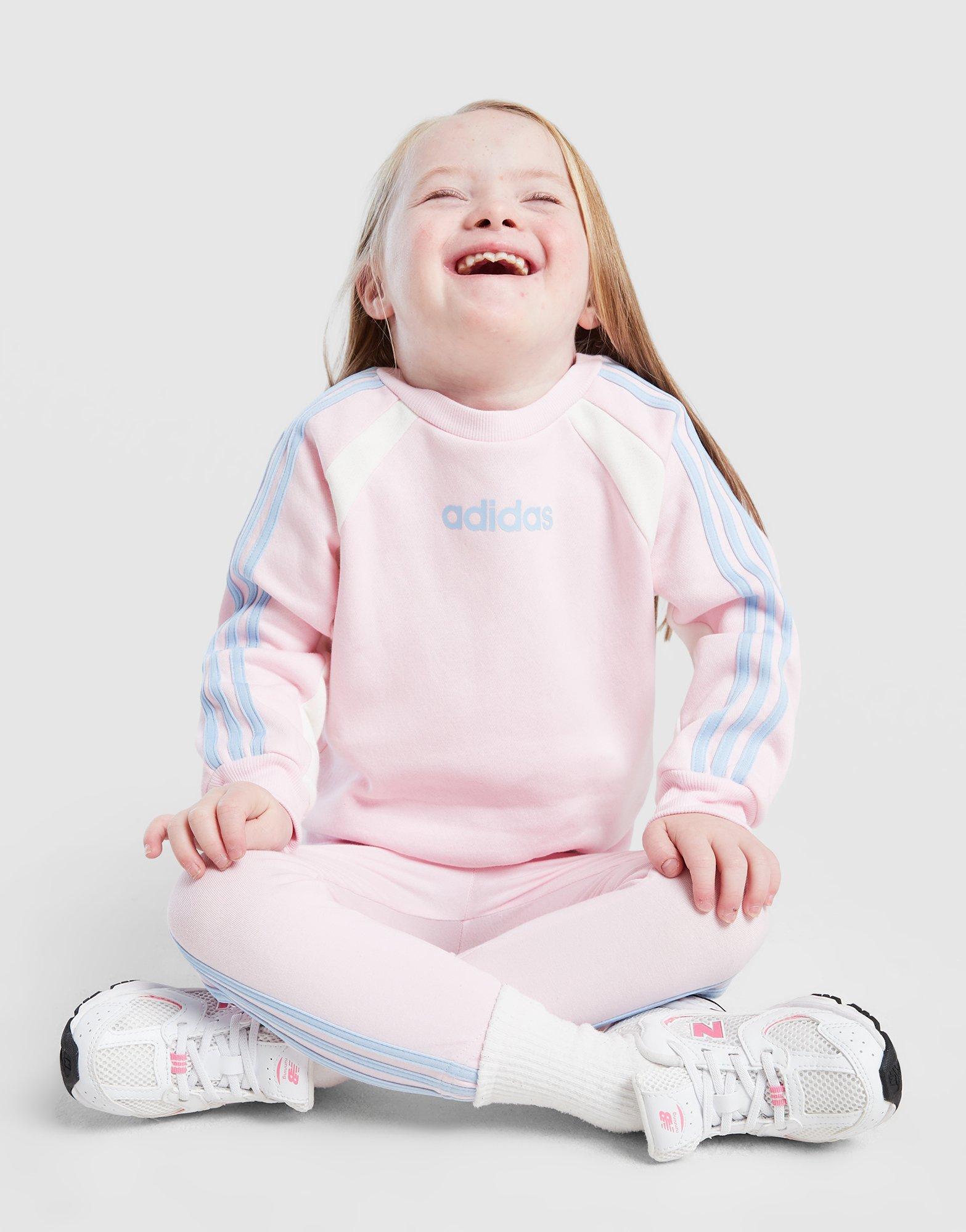 adidas Girls' Colour Block Linear Crew Tracksuit Infant