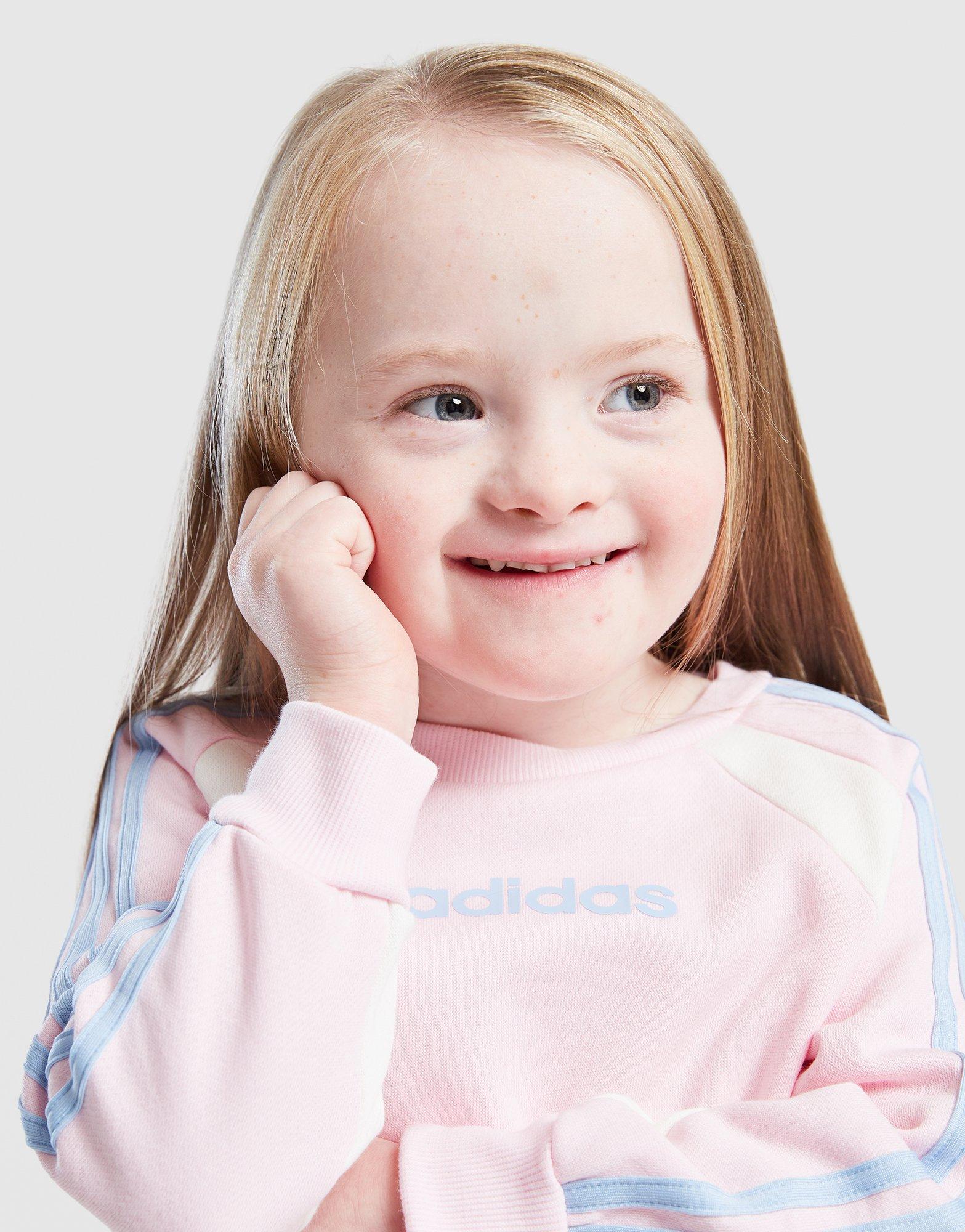 adidas Girls' Colour Block Linear Crew Tracksuit Infant