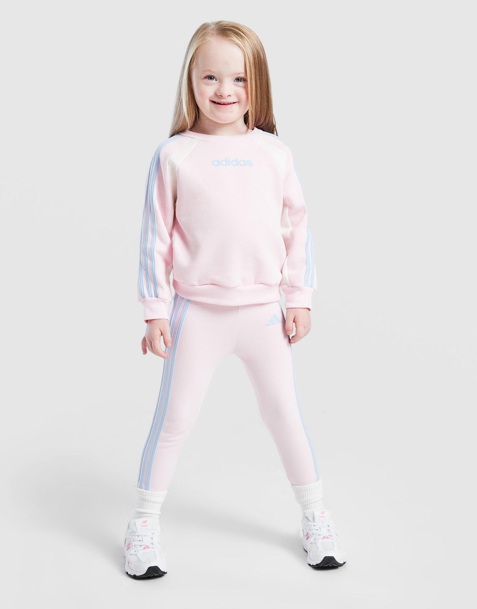 adidas Girls' Colour Block Linear Crew Tracksuit Infant
