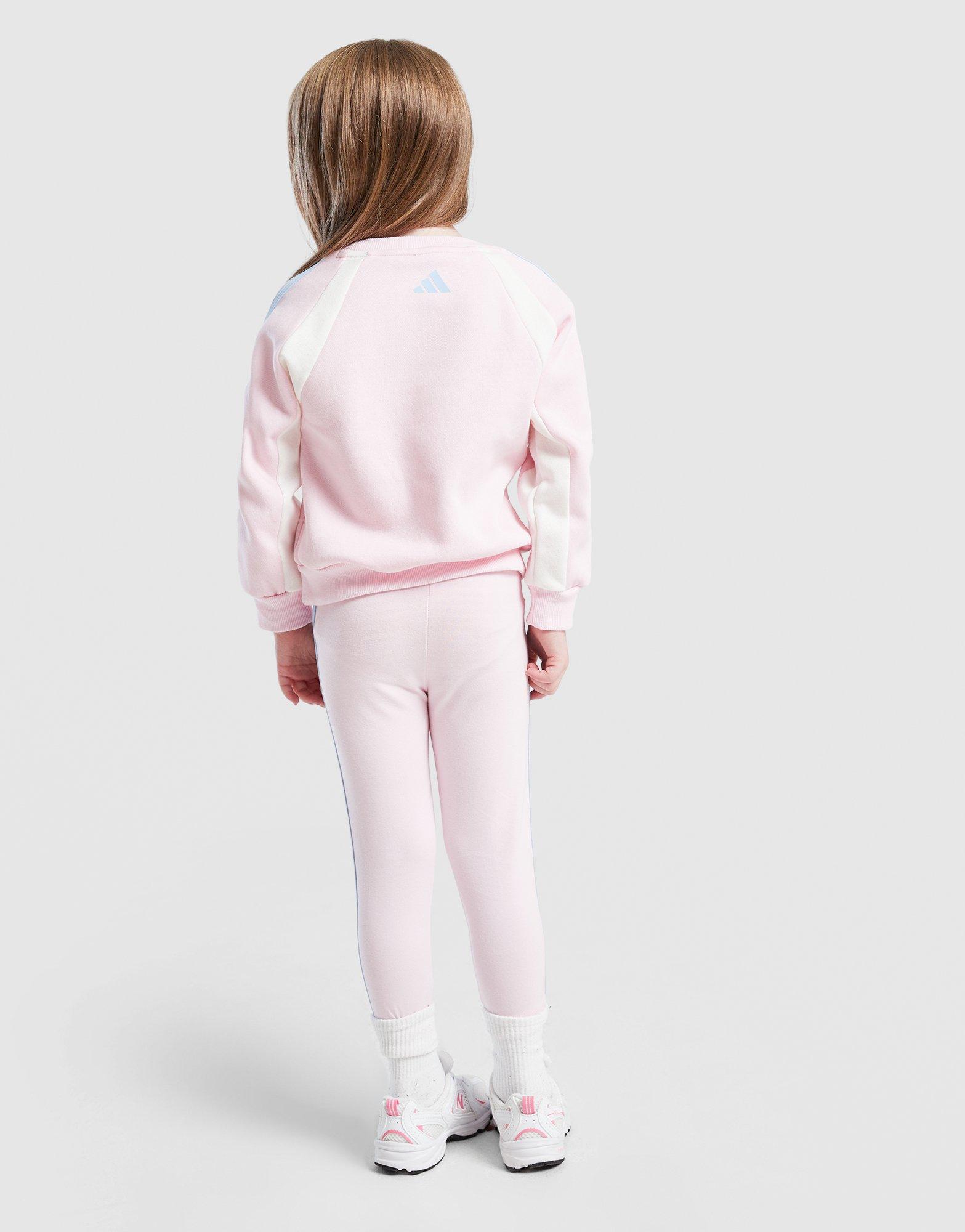 adidas Girls' Colour Block Linear Crew Tracksuit Infant