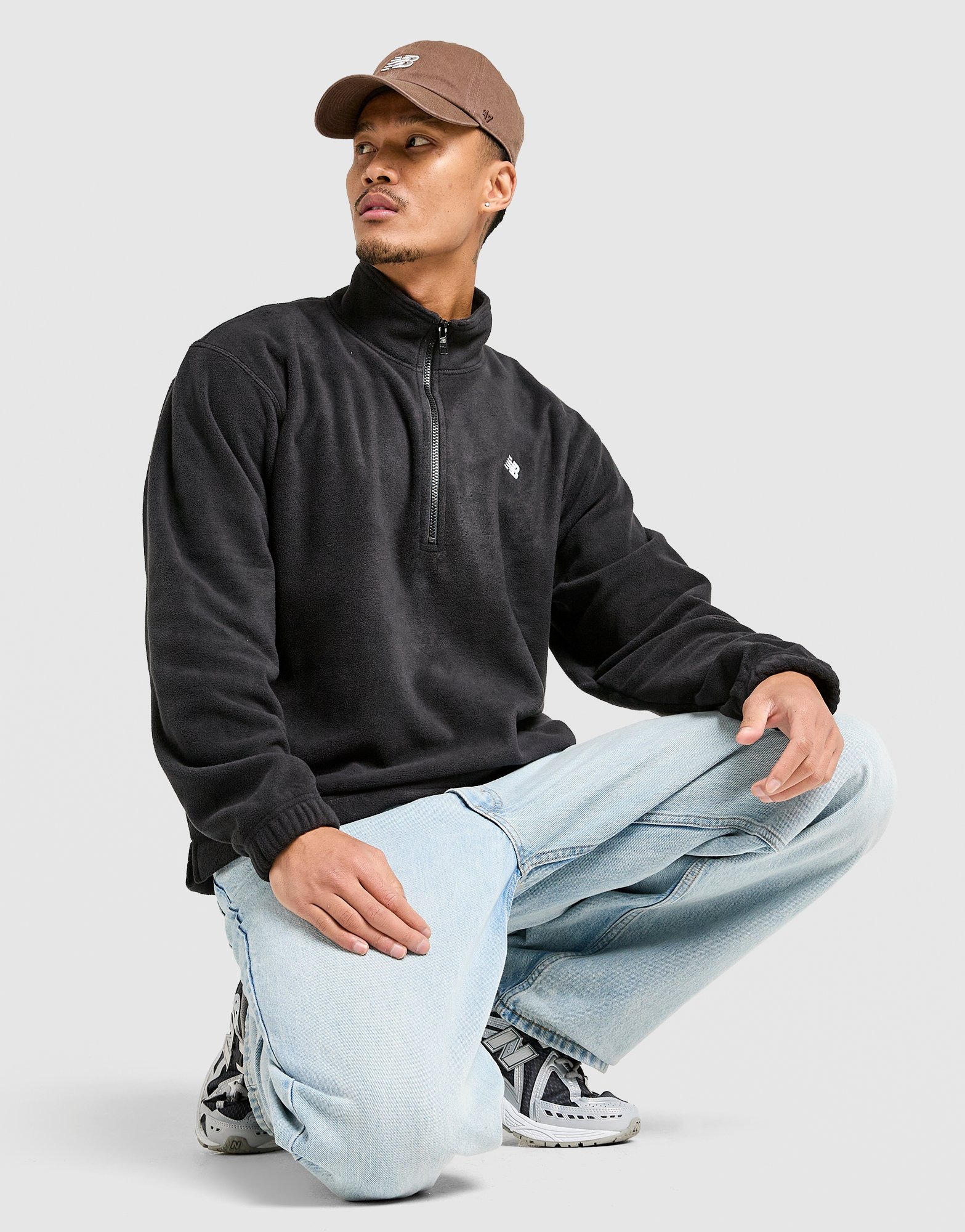Black New Balance 1/2 Zip Polar Fleece - JD Sports Global