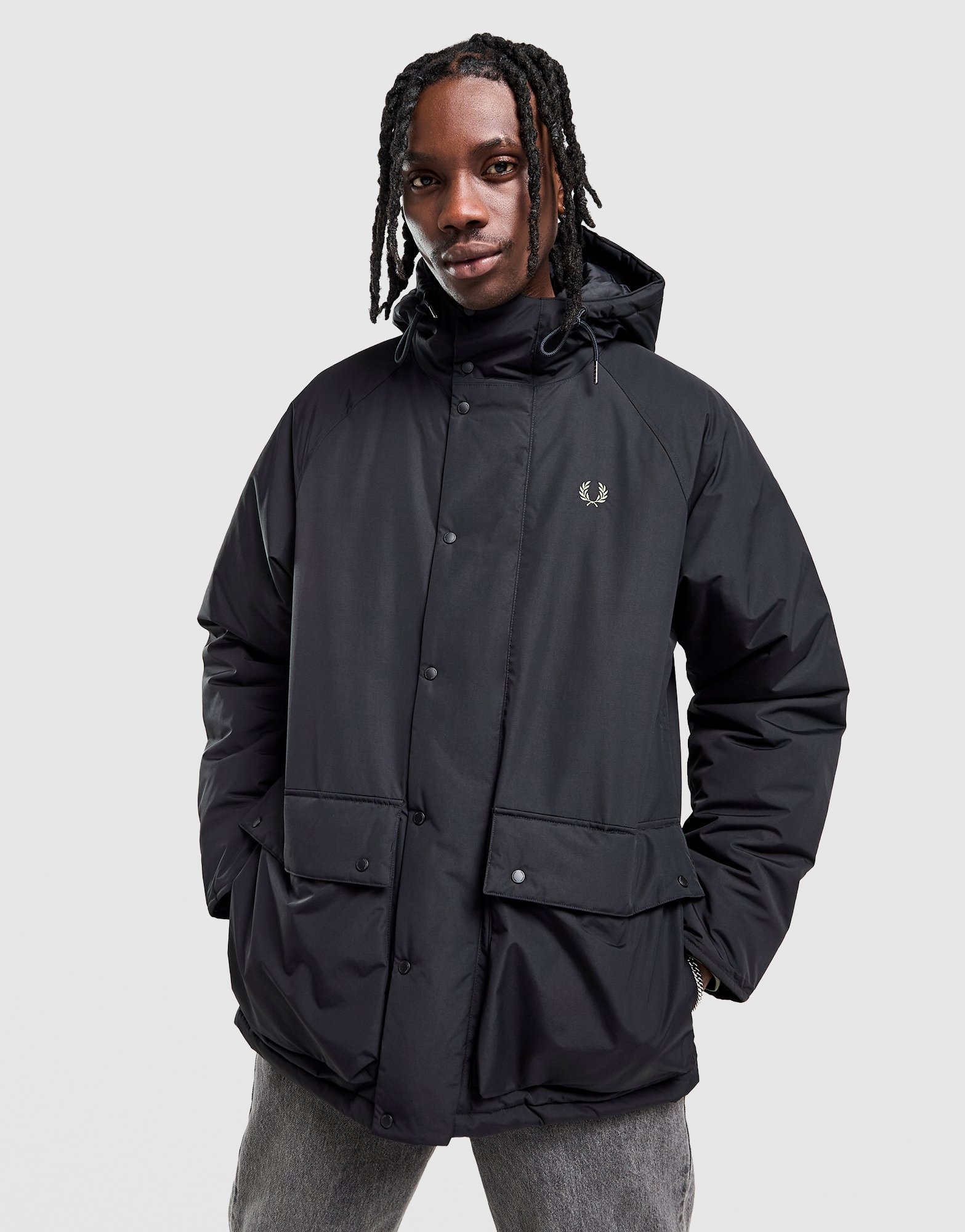 Black Fred Perry Padded Parka Jacket - JD Sports Global