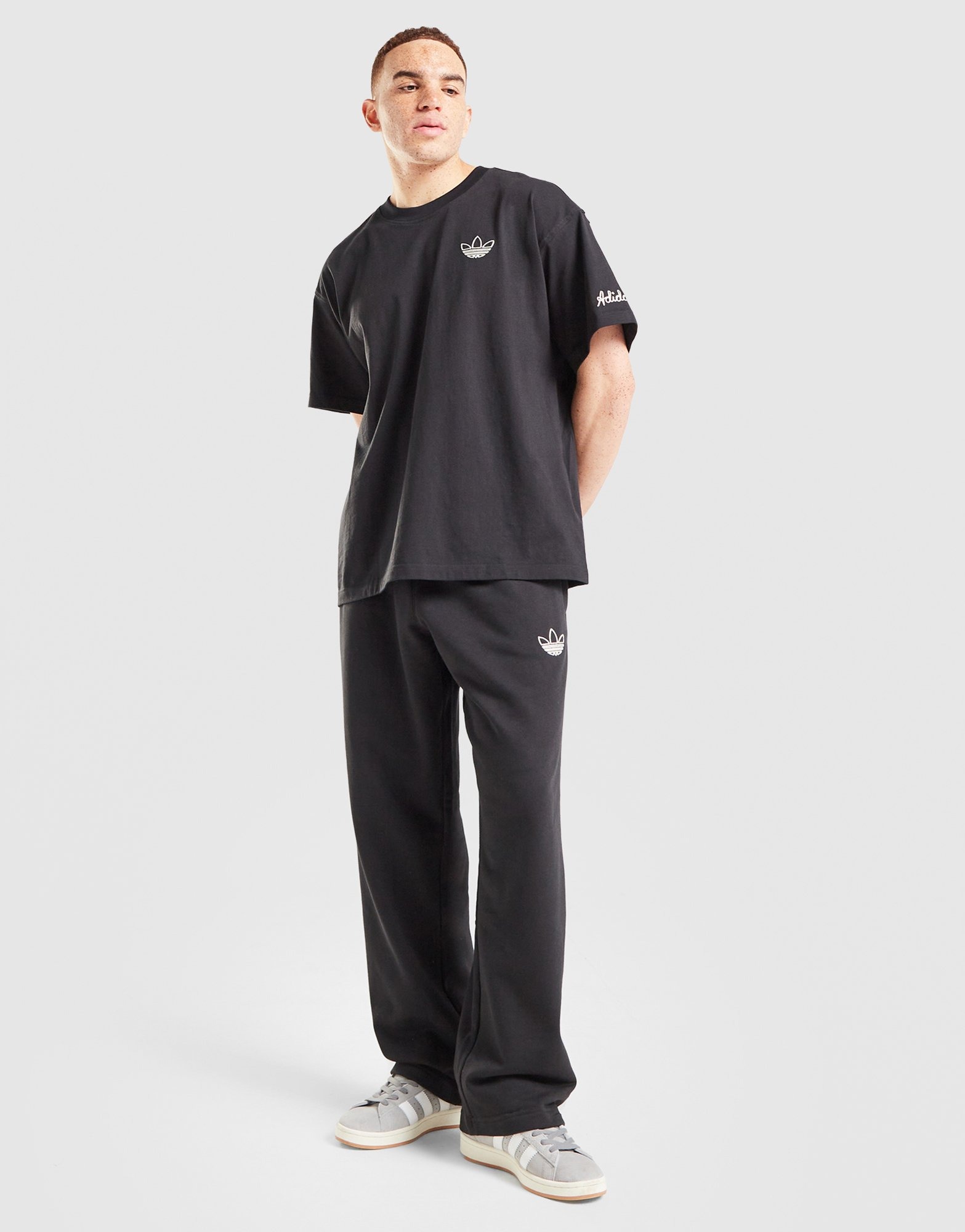 Black adidas Originals Chain Stitch Open Hem Joggers - JD Sports