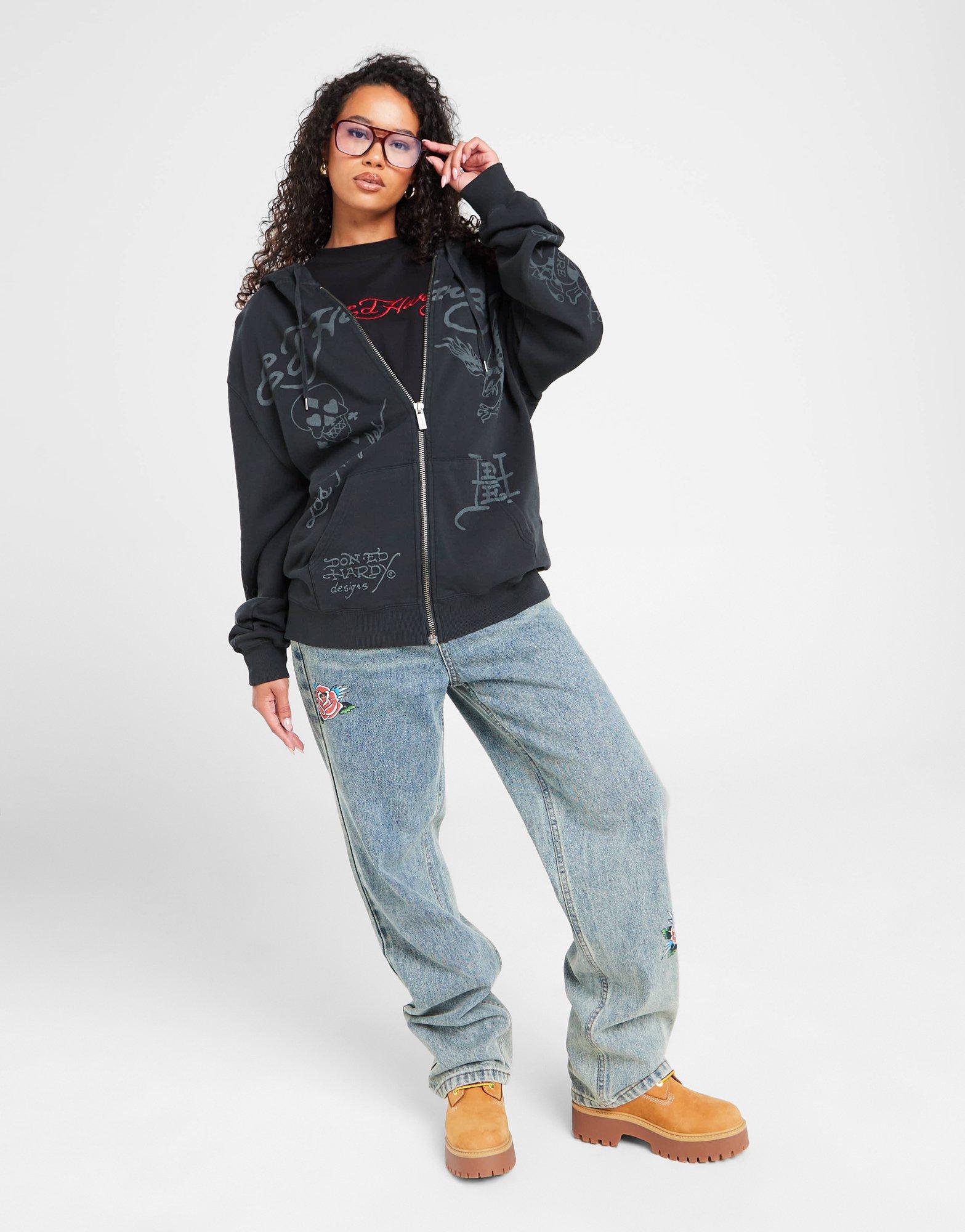 Ed Hardy Skull Boyfriend Full Zip Hoodie