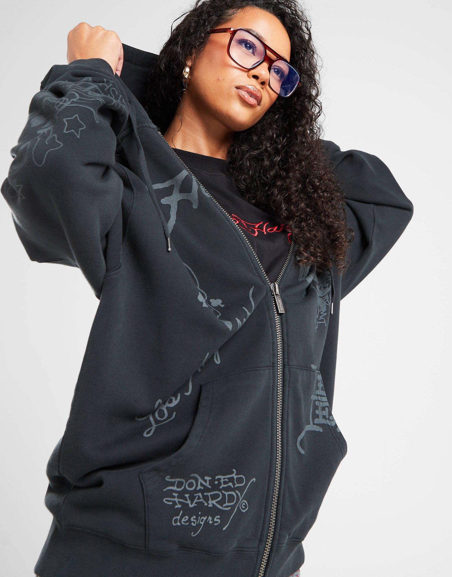 Ed Hardy Felpa con Cappuccio Full Zip Skull Boyfriend