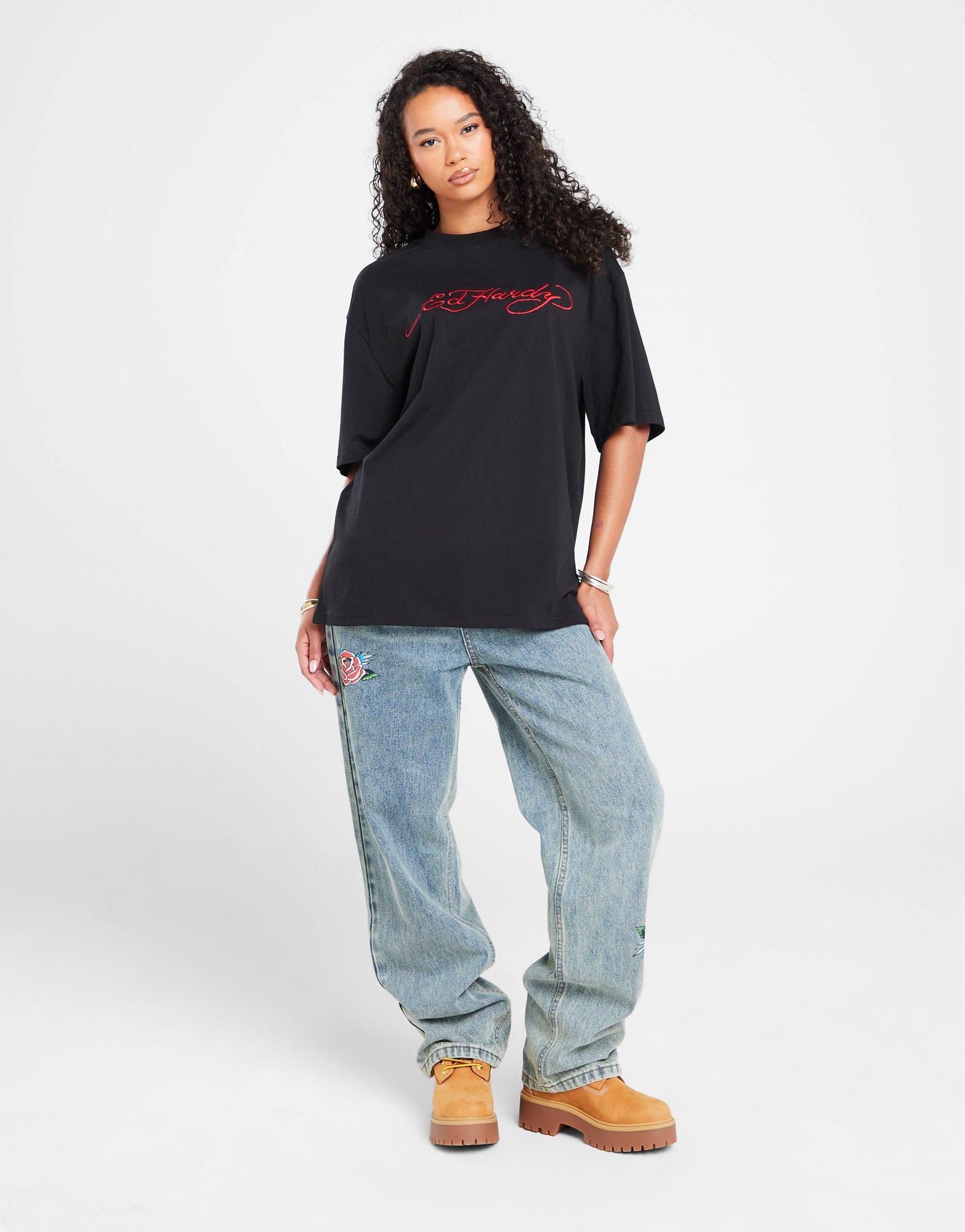 Ed Hardy Snake Skull Boyfriend T-Shirt