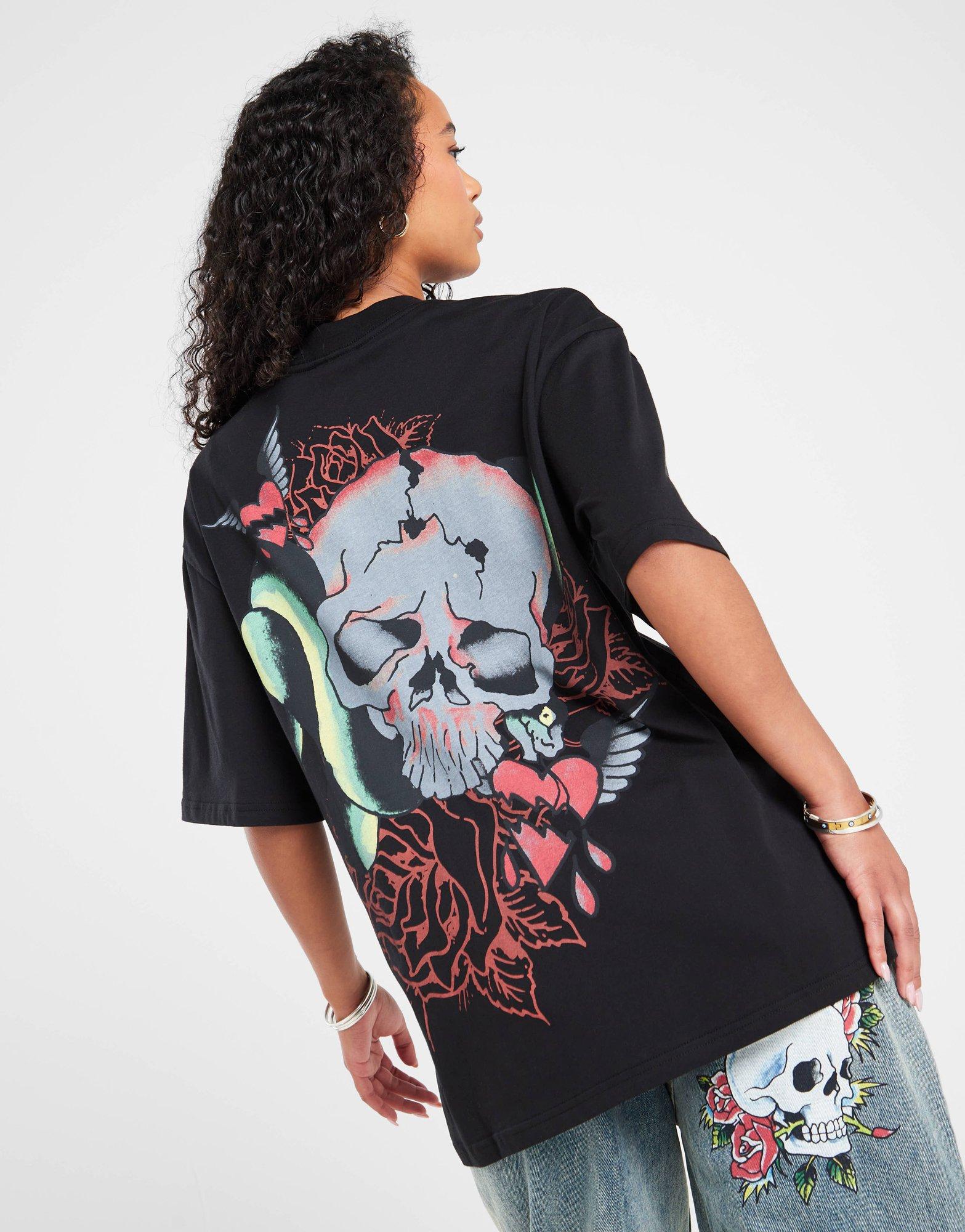 Ed Hardy Snake Skull Boyfriend T-Shirt