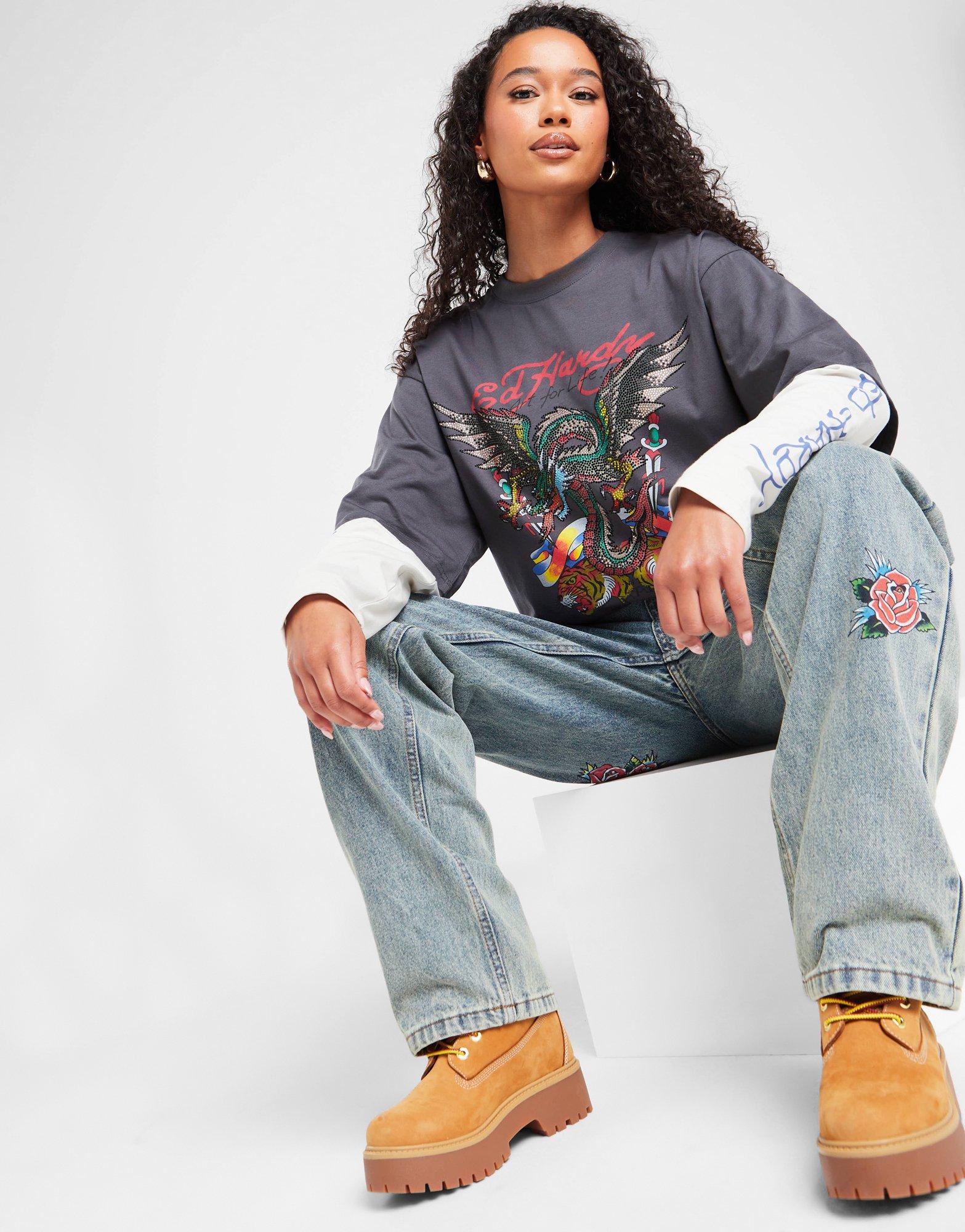 Ed Hardy Maglia Double Sleeve Dragon