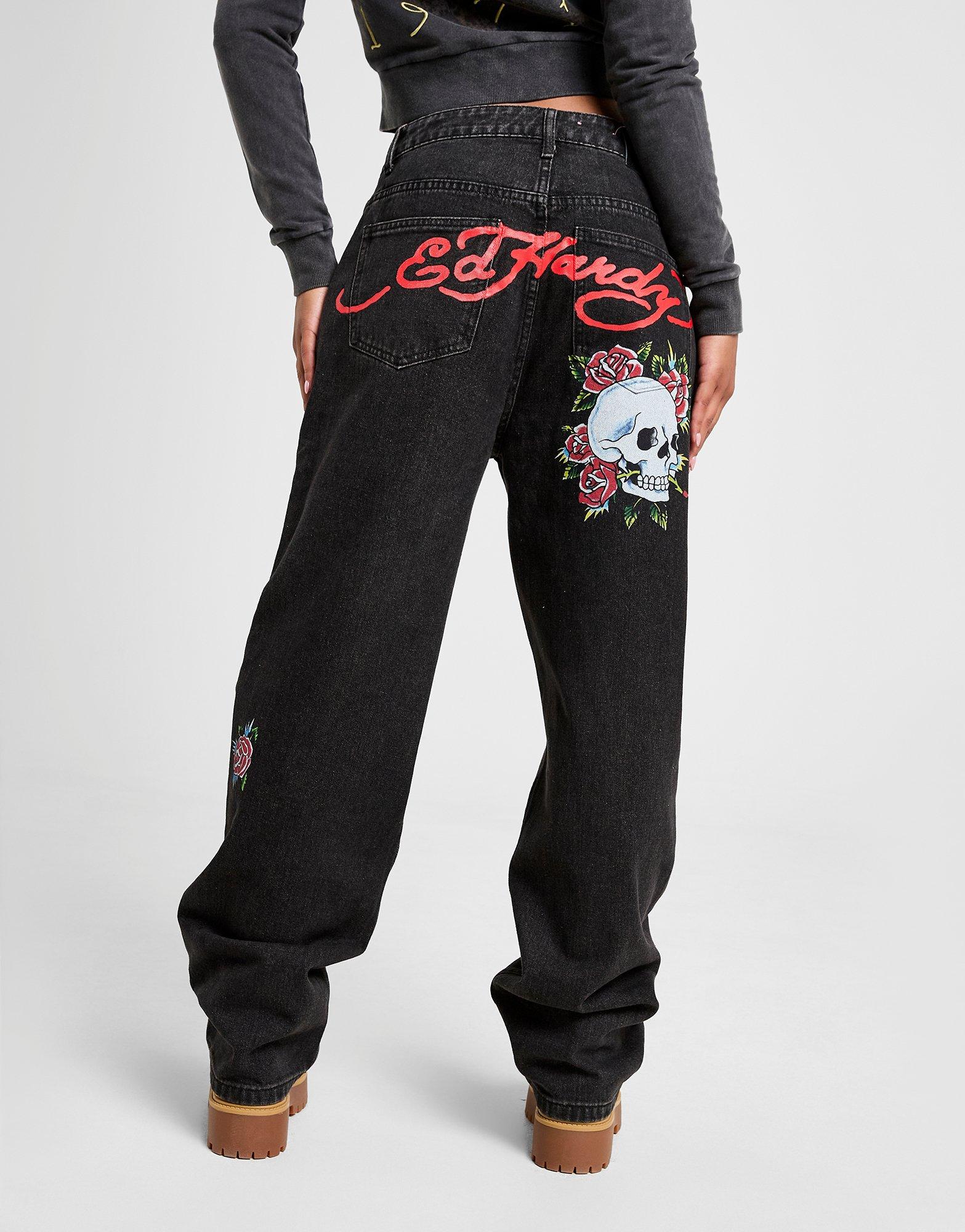 Ed Hardy Jeans Relax Bloom Skull