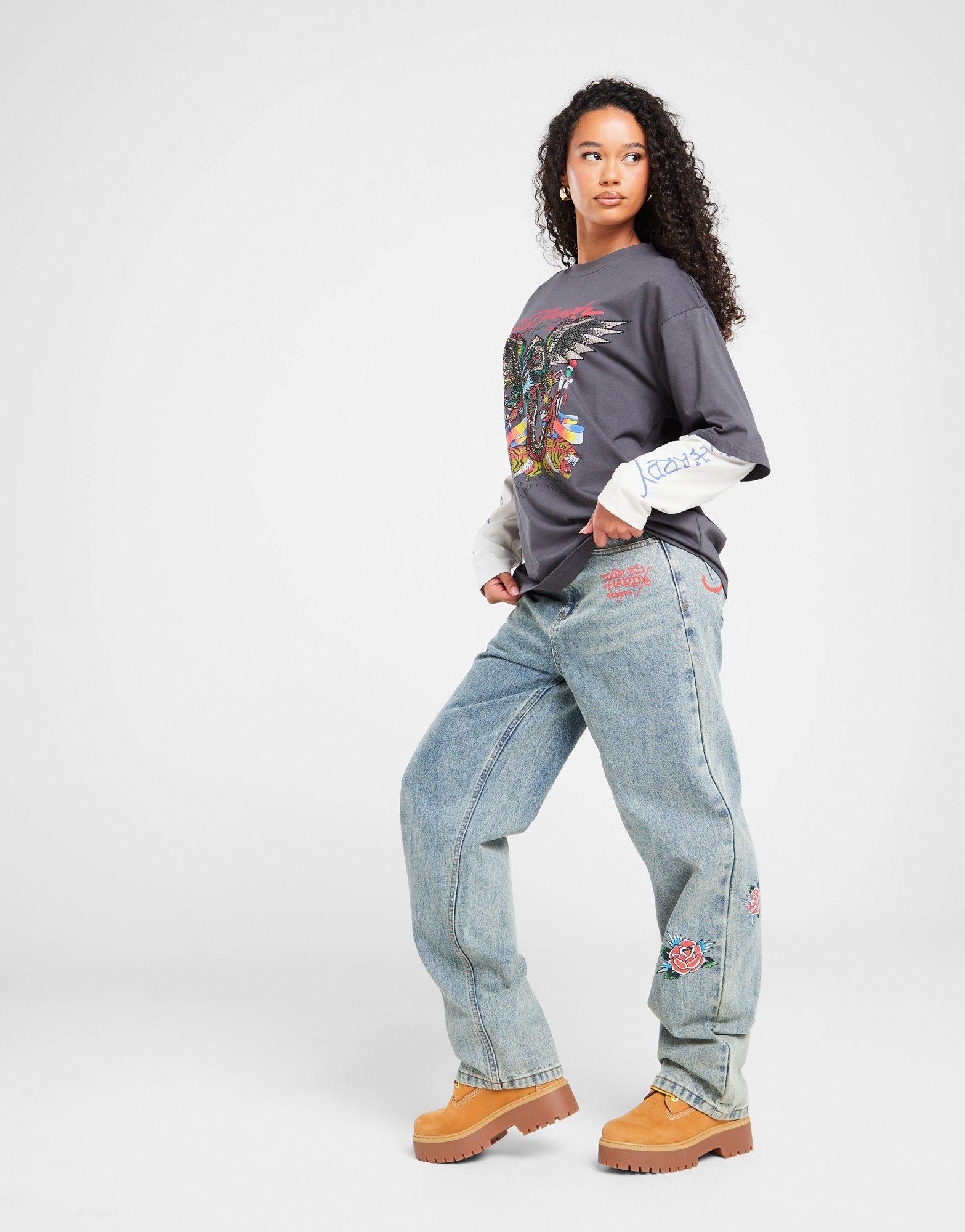 Ed Hardy Bloom Skull Relax Jeans