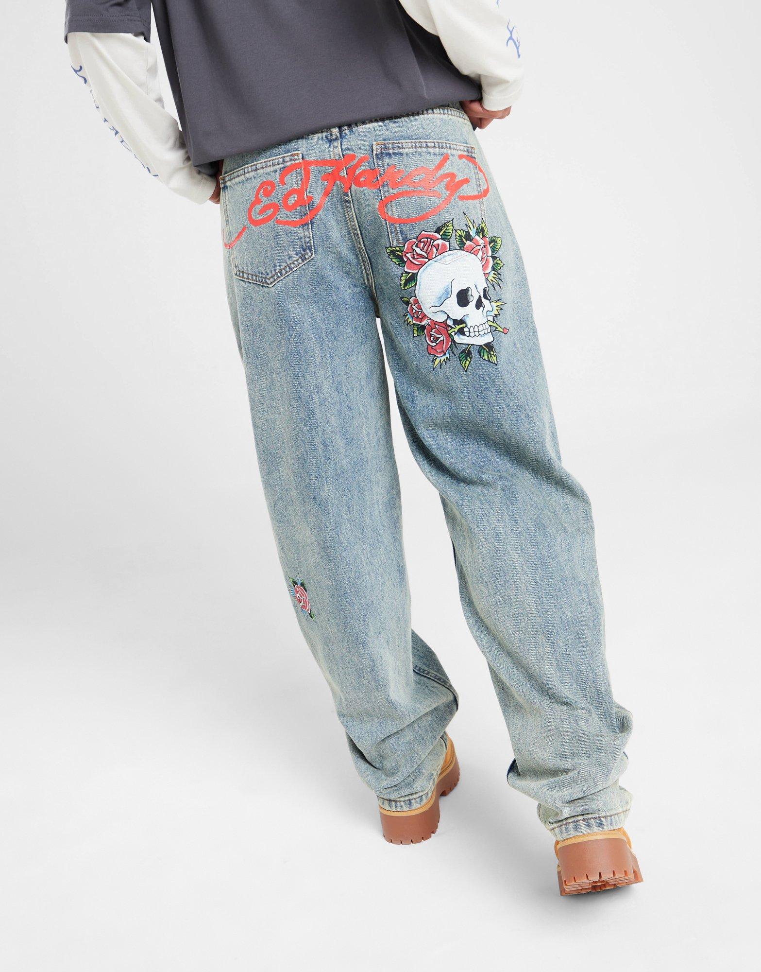 Ed Hardy Bloom Skull Relax Jeans